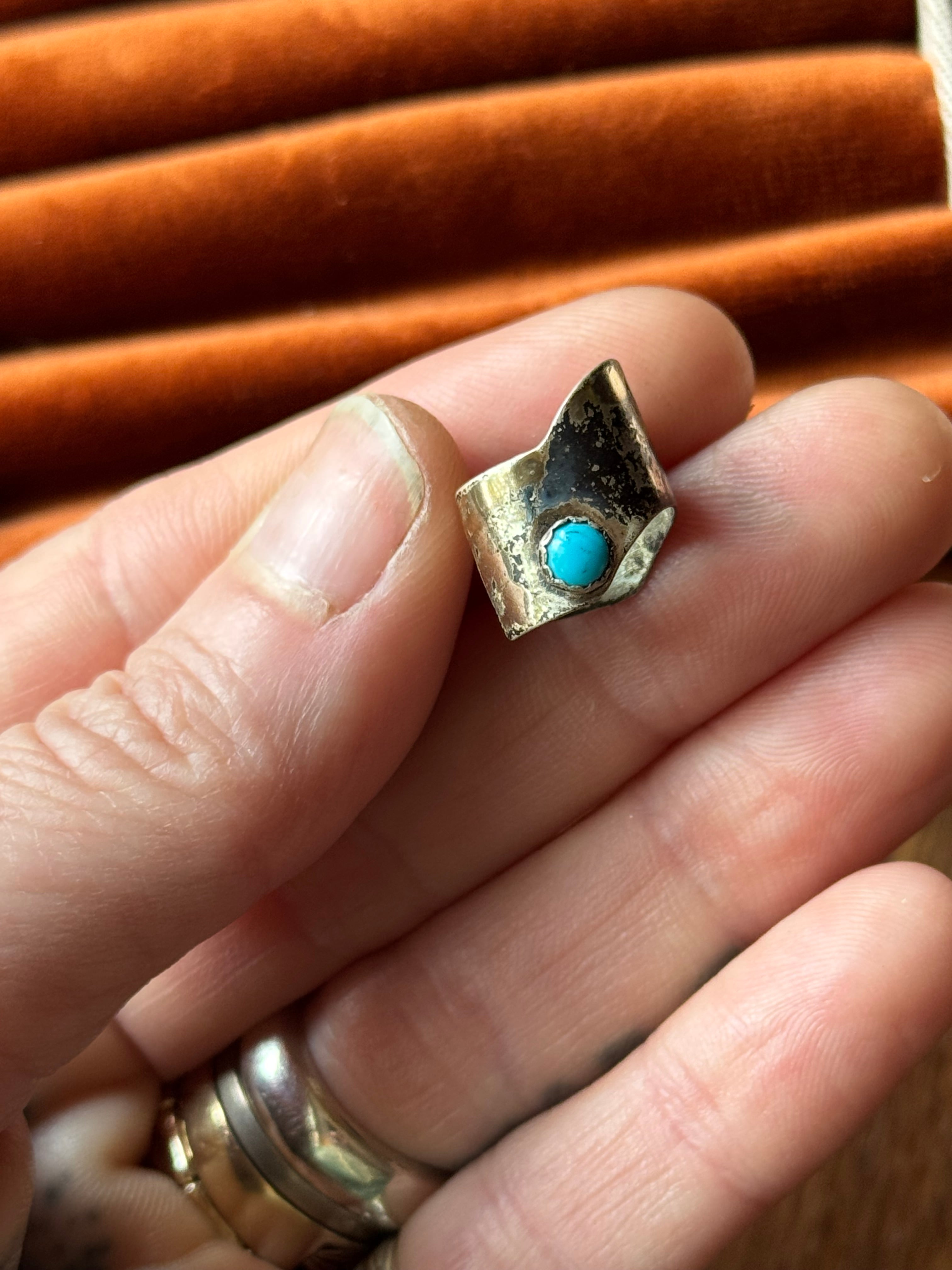 Vintage Sterling Silver Turquoise Ear Cuff