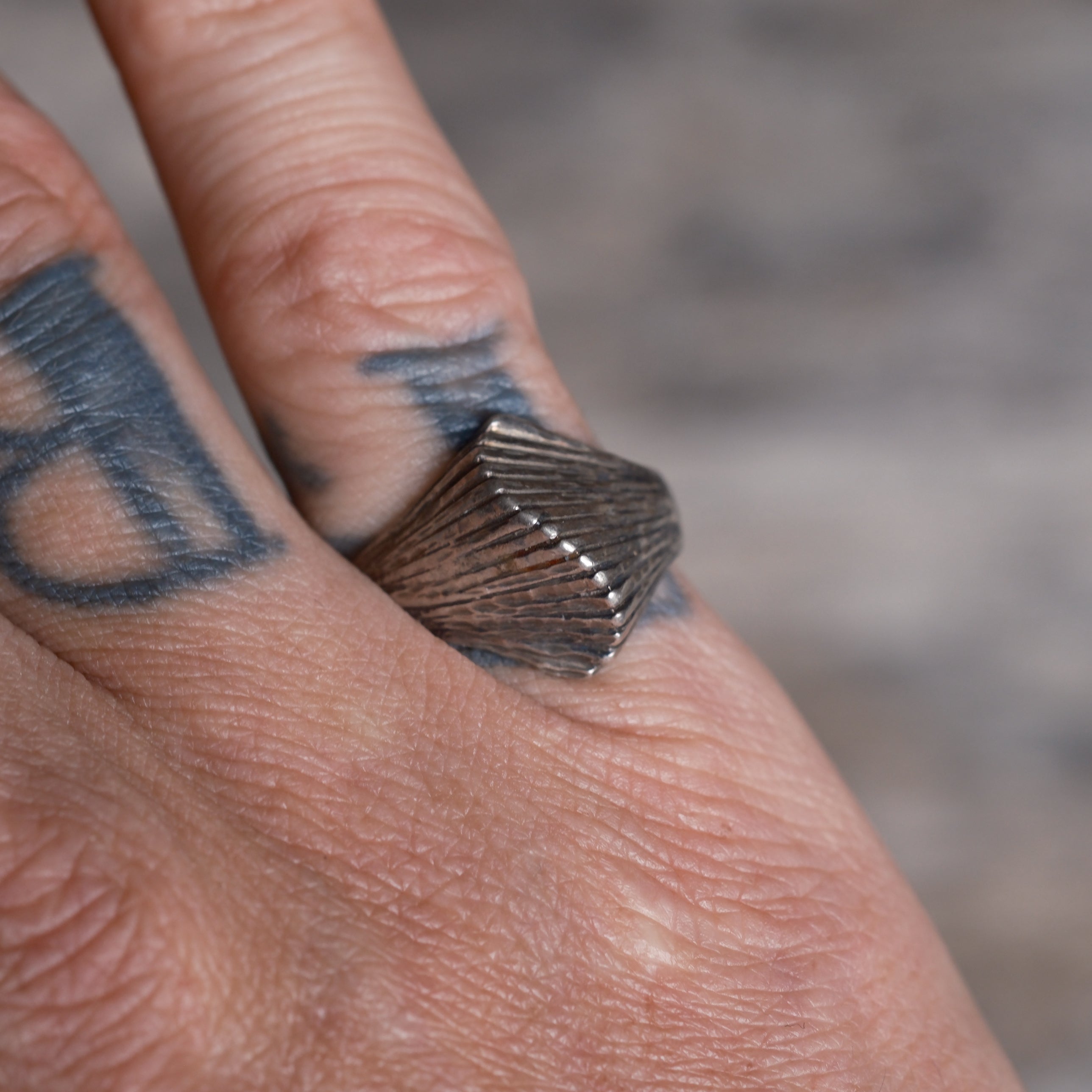 Vintage Sterling Silver Modernist Ring 7.5