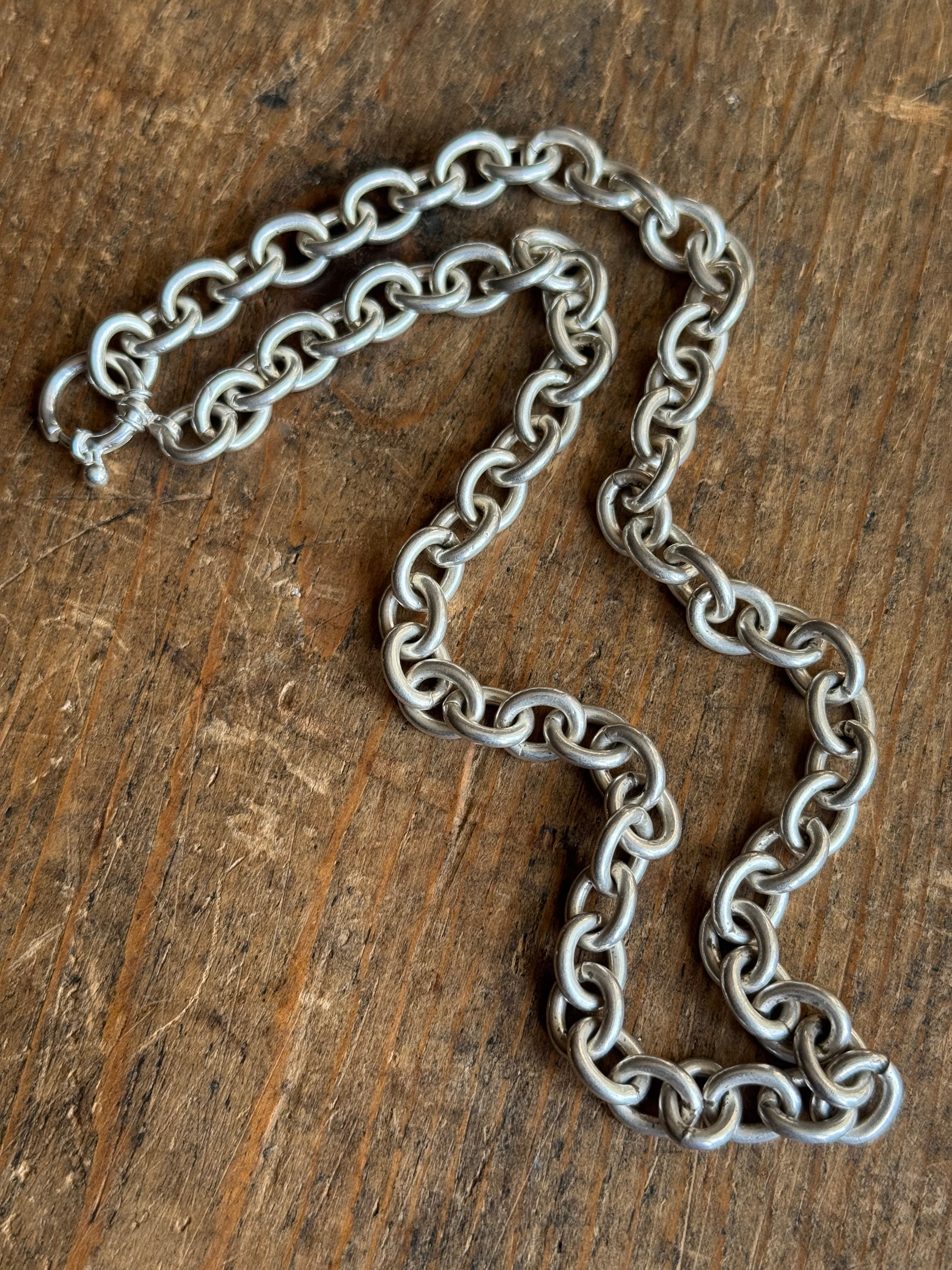 Vintage Sterling Silver 16.6” Chunky Cable Chain
