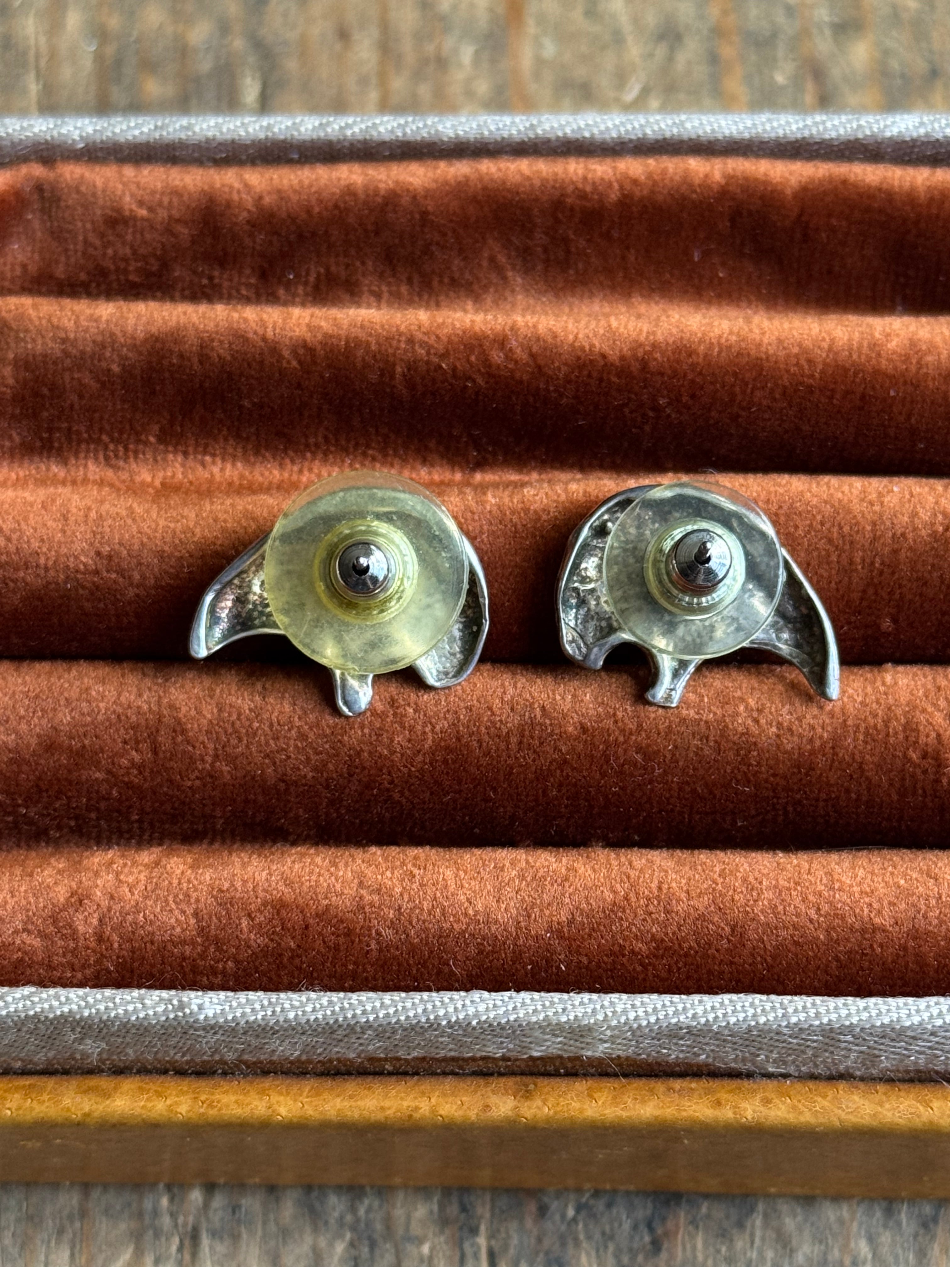Vintage Sterling Silver Bear Stud Earrings