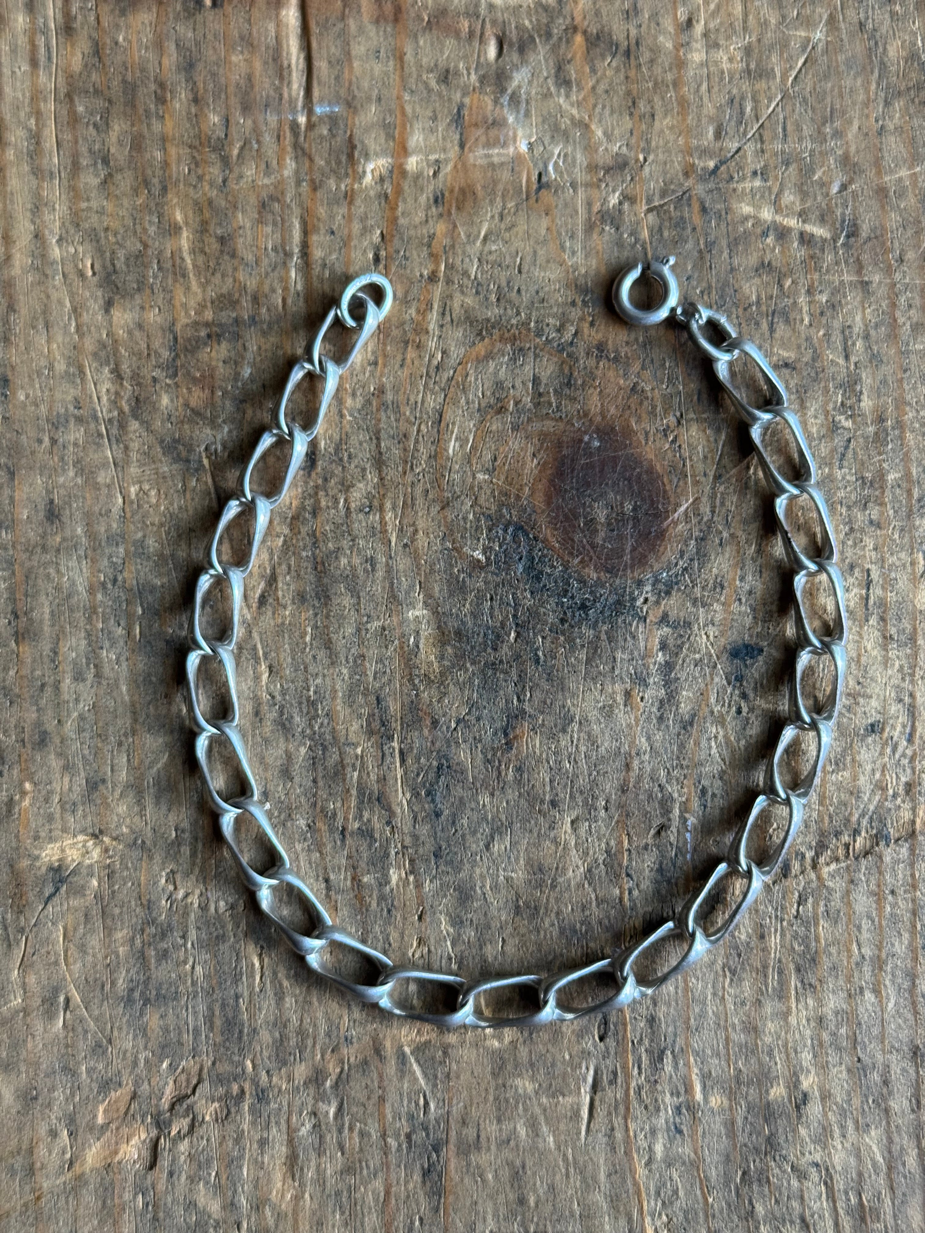 Vintage Sterling Silver Large Link Chain Bracelet 7.75"