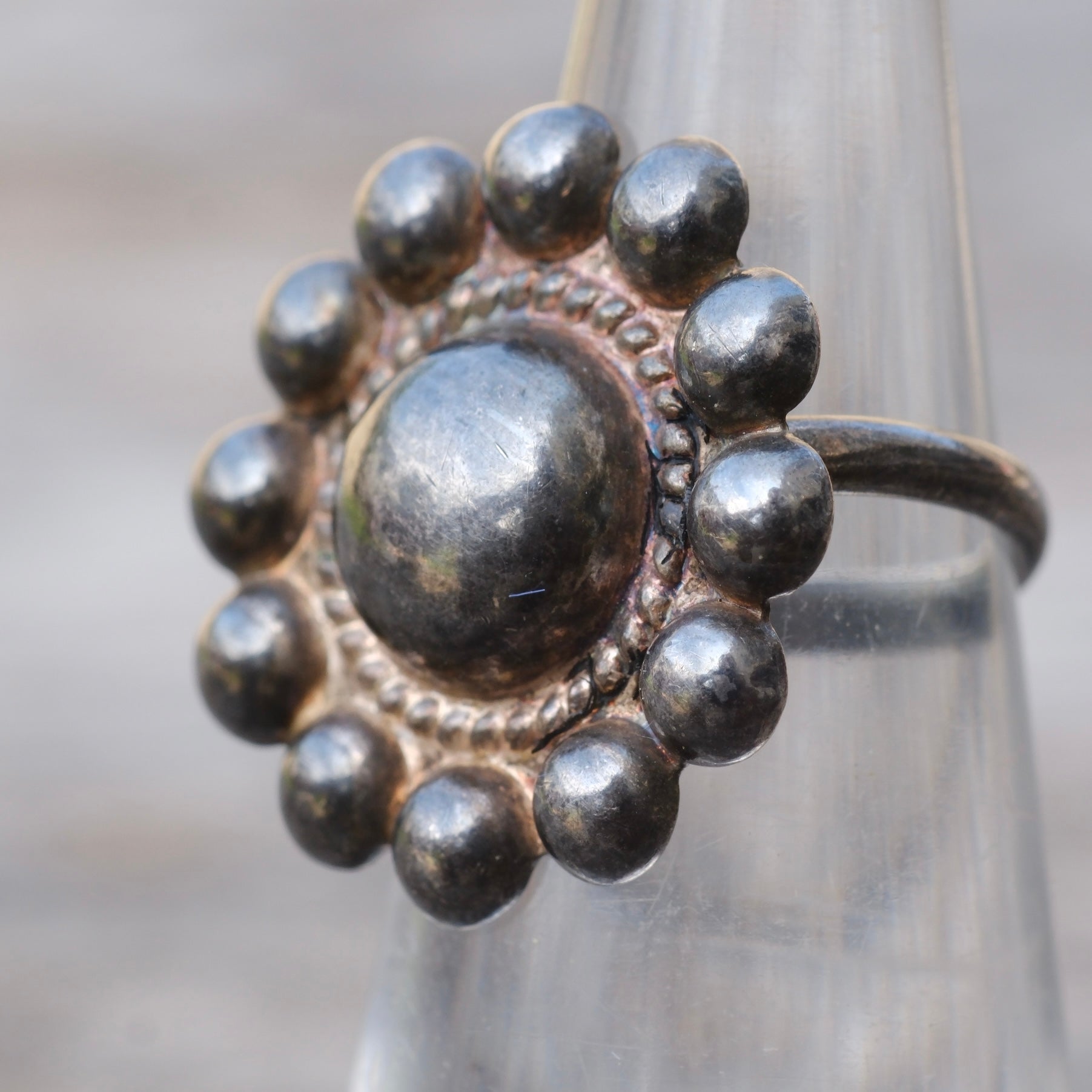 Vintage Sterling Silver Dotted Ring 3.75