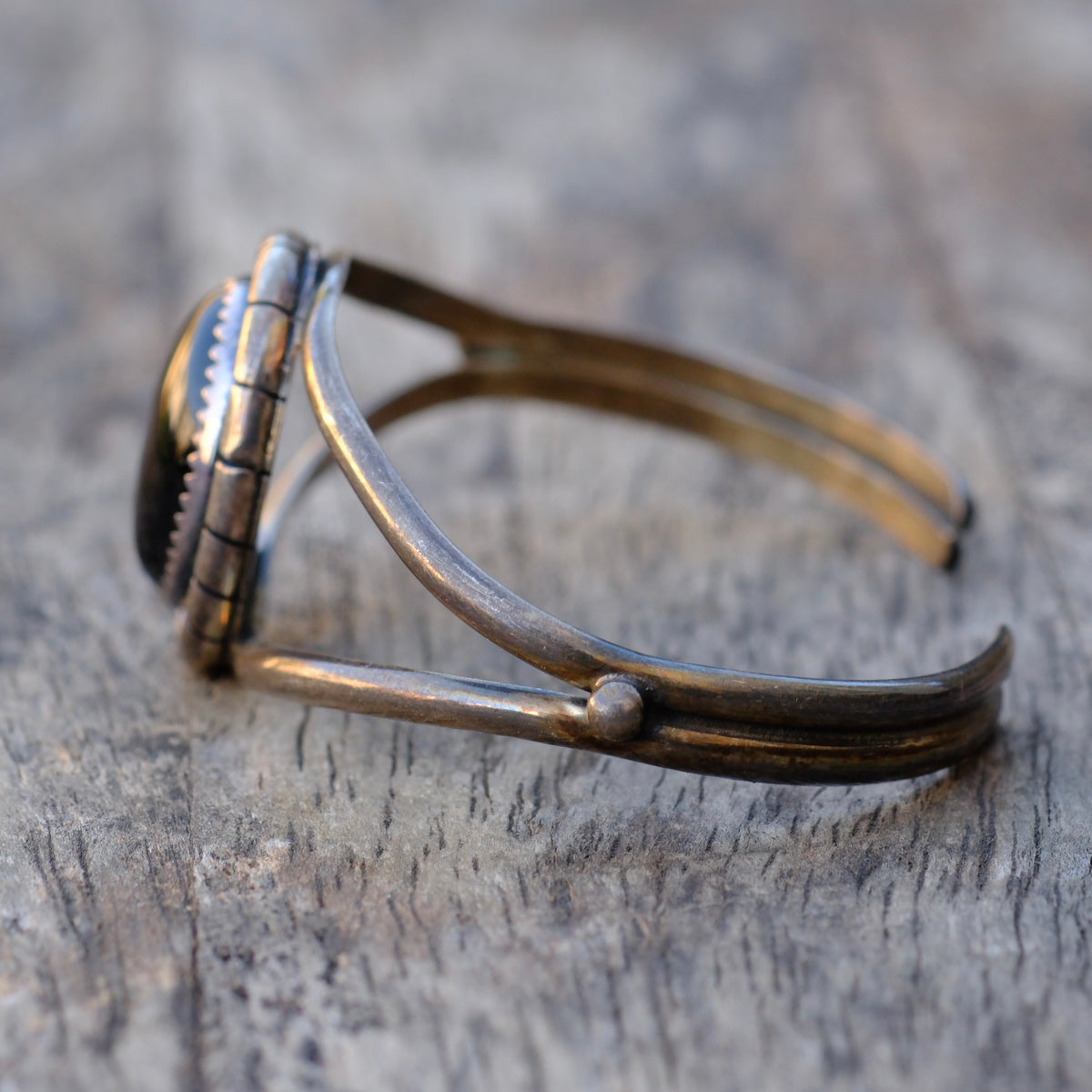 Vintage Sterling Onxy Cuff Bracelet