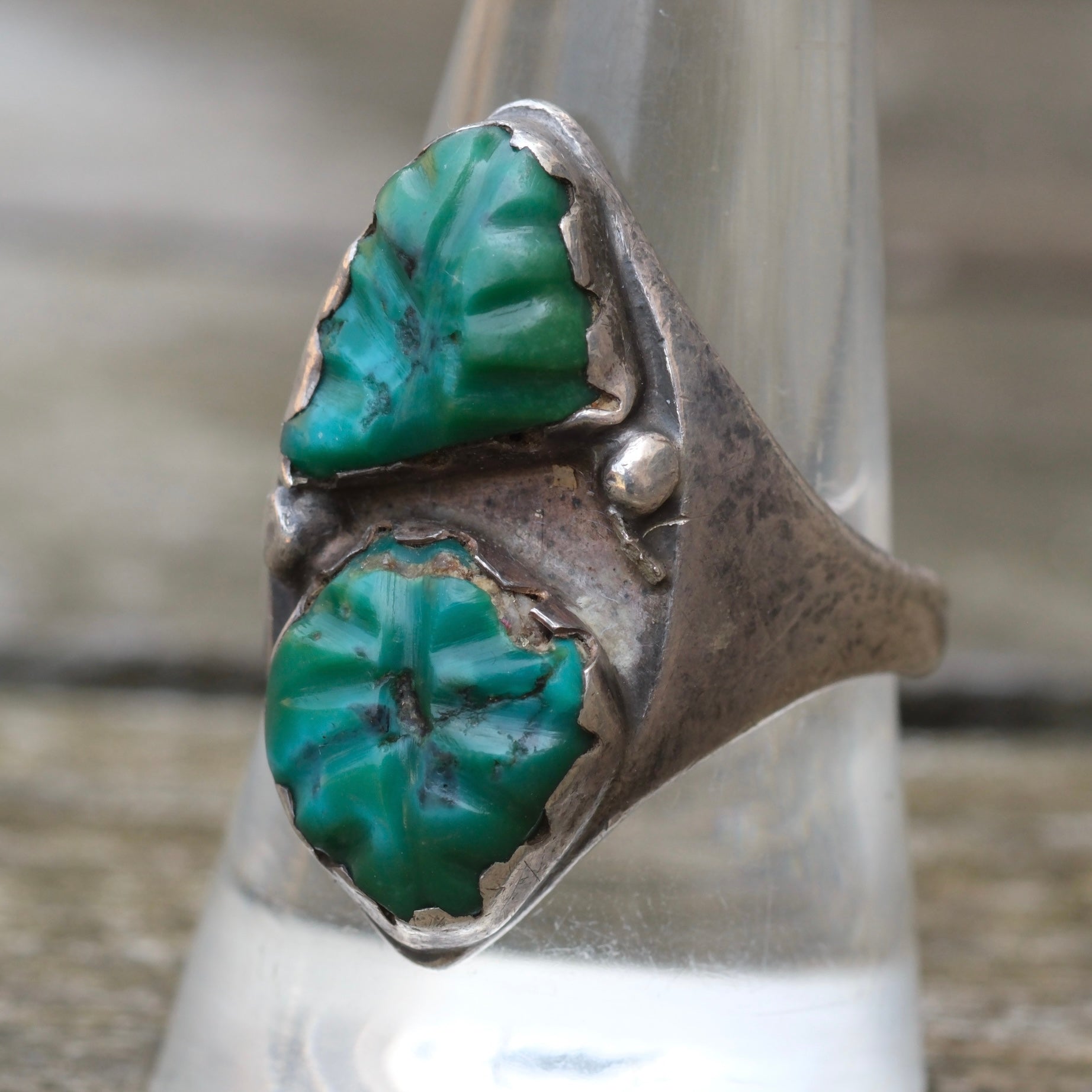 Vintage Sterling Faceted Turquoise Ring 9.75