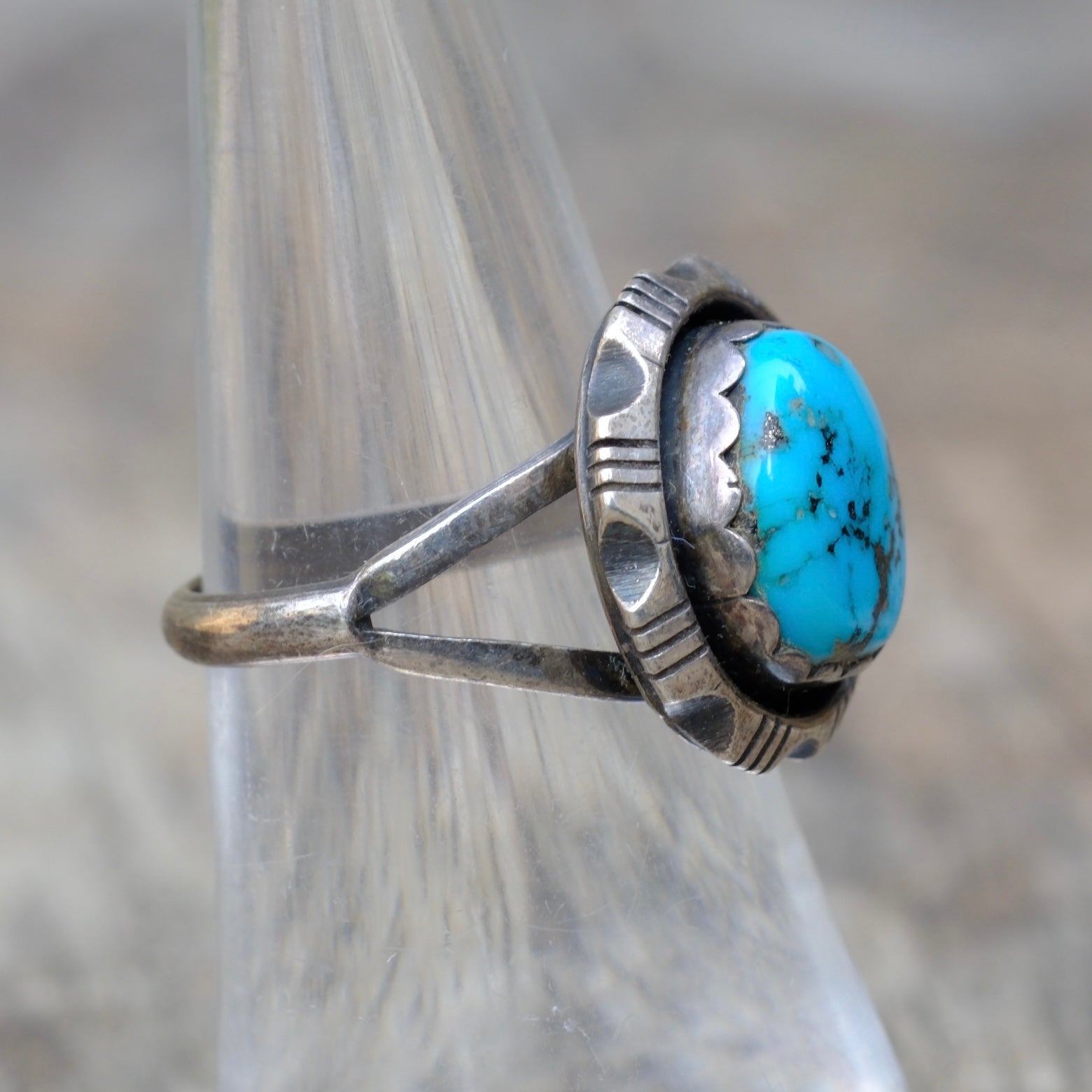 Vintage Sterling Turquoise Ring 6.5