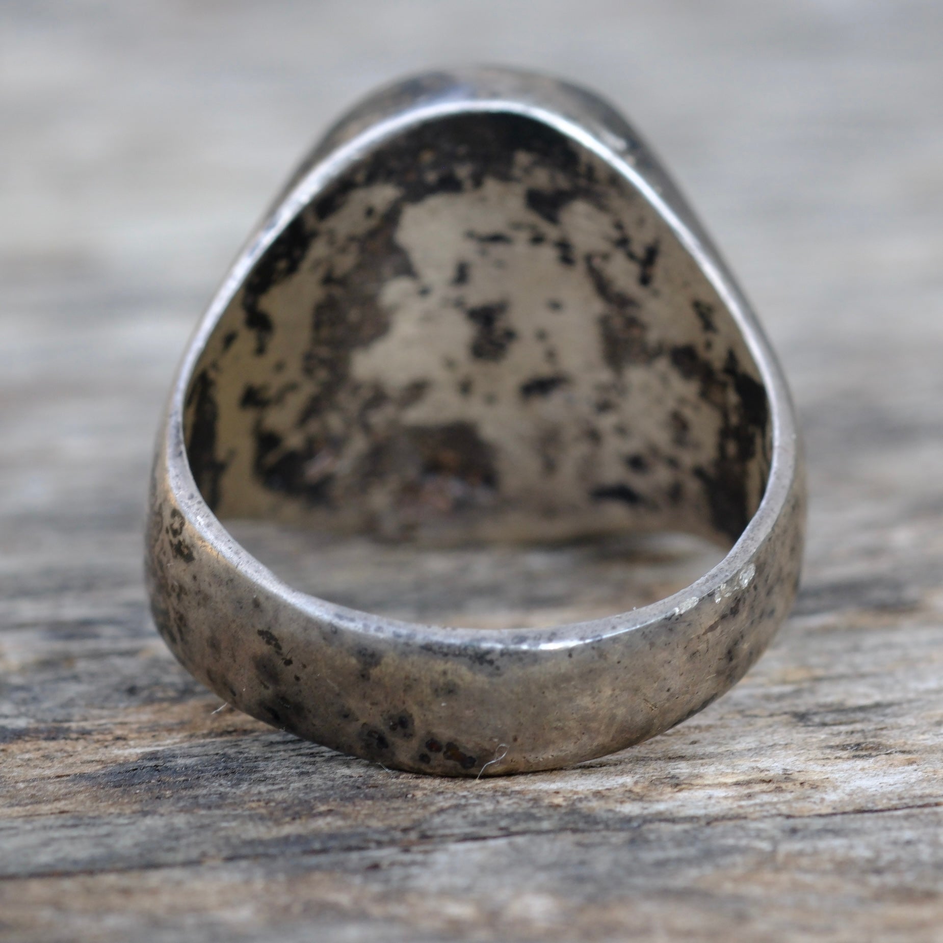 Vintage Sterling Lapis Inlay Ring 11.5