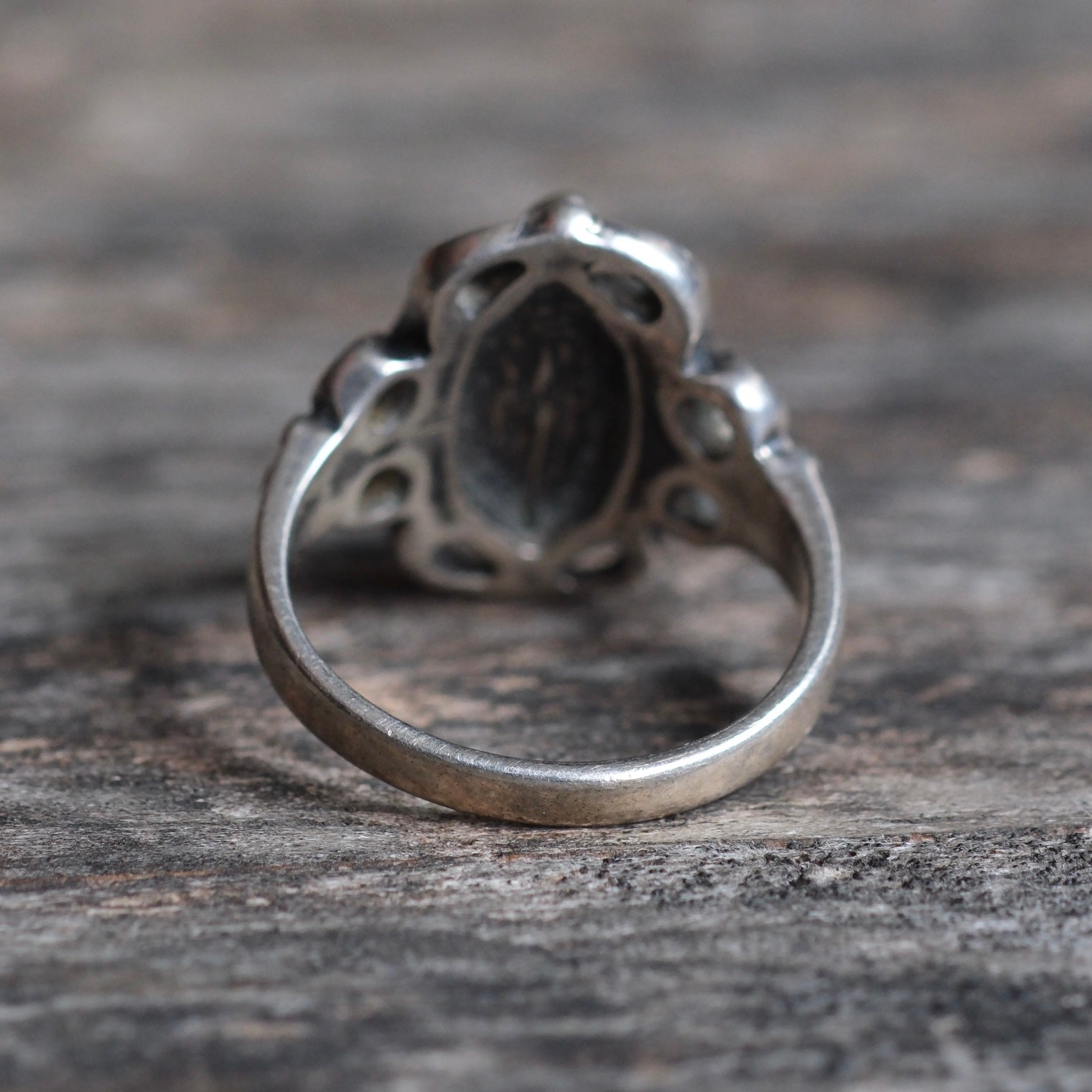Vintage Sterling Abalone Ring 3.75