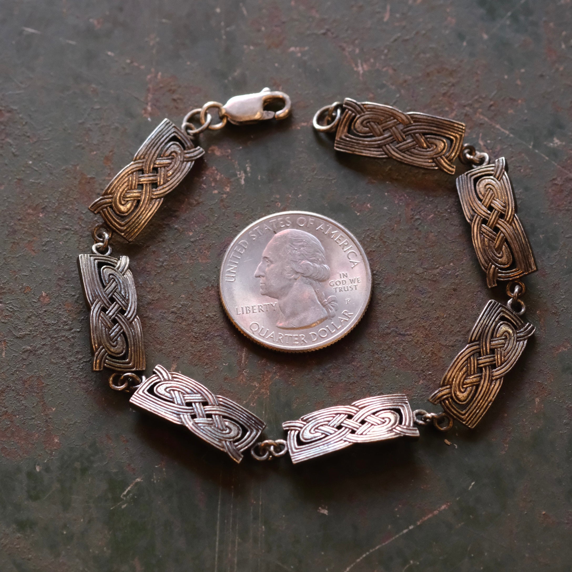 Vintage Sterling Silver Celtic Pattern Bracelet