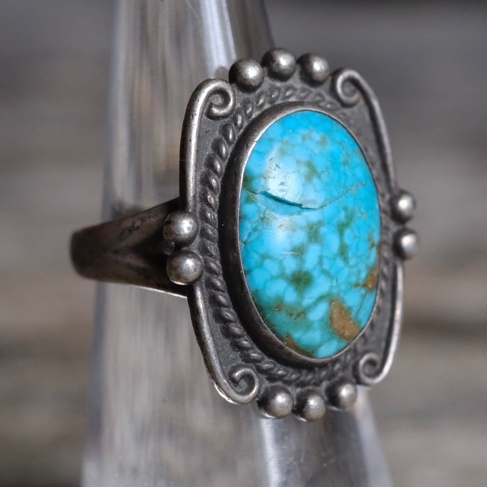 Vintage Sterling Turquoise Ring 4.75