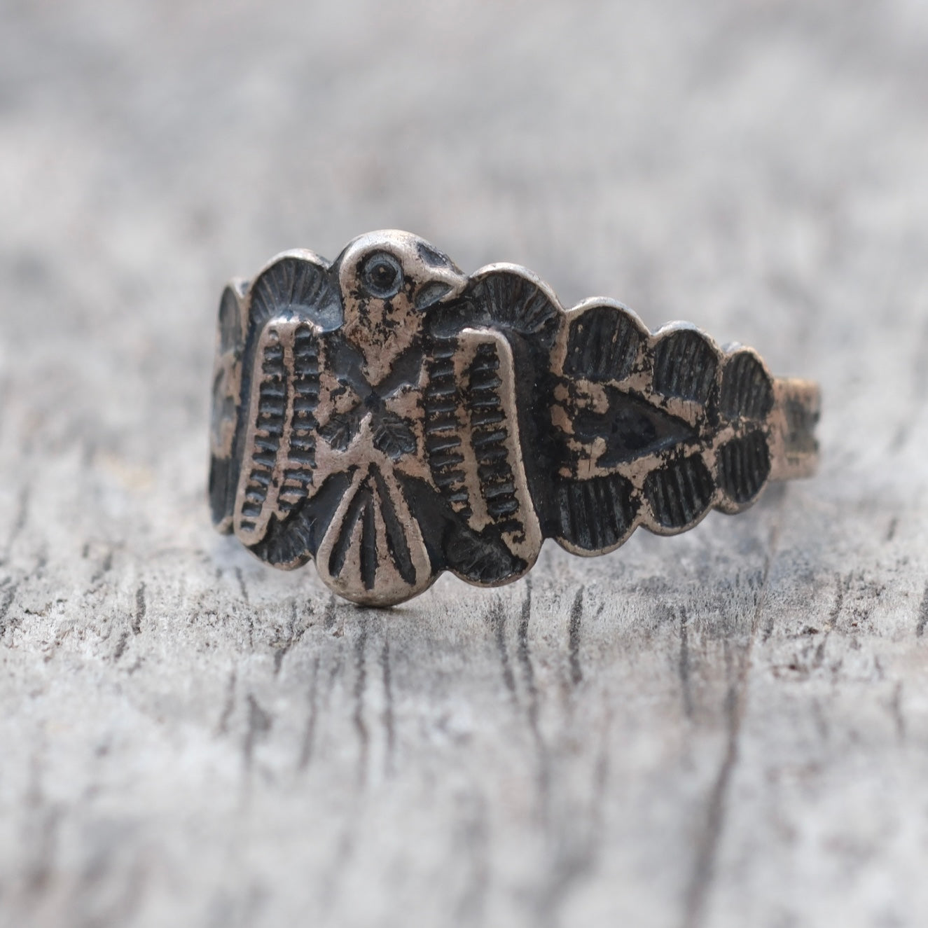 Vintage Sterling Silver Thunderbird Ring 6.75