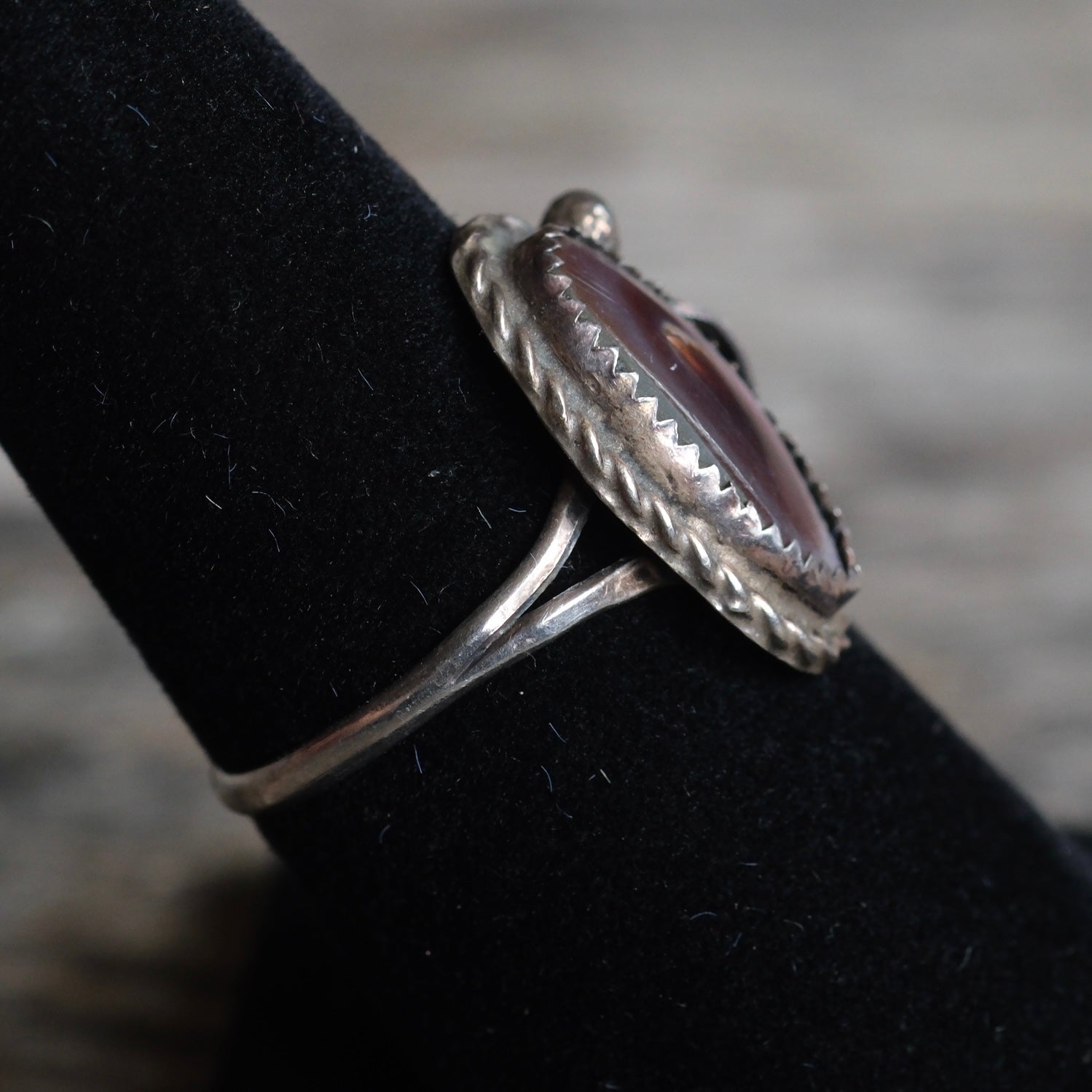Vintage Sterling Mother Of Pearl Feather Ring 7.25
