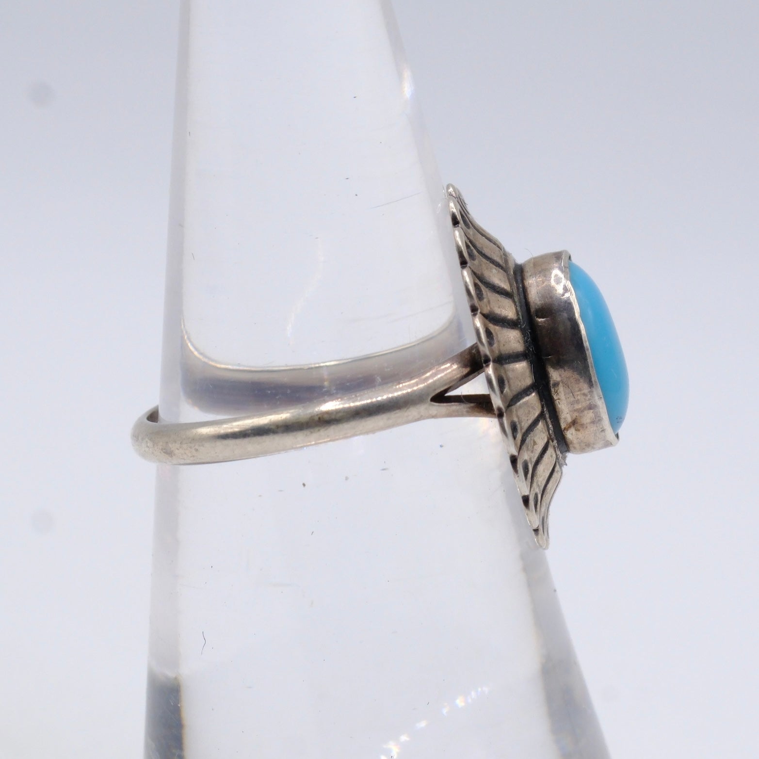 Vintage Sterling Turquoise Concho Ring 5.75