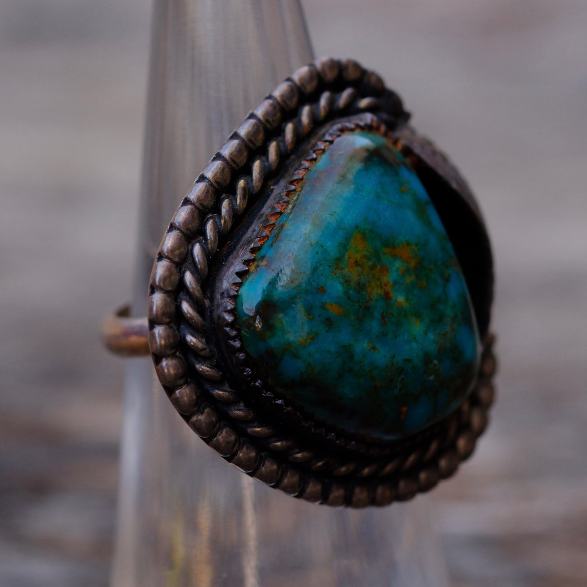 Vintage Sterling High Grade Turquoise Feather Ring 4.75