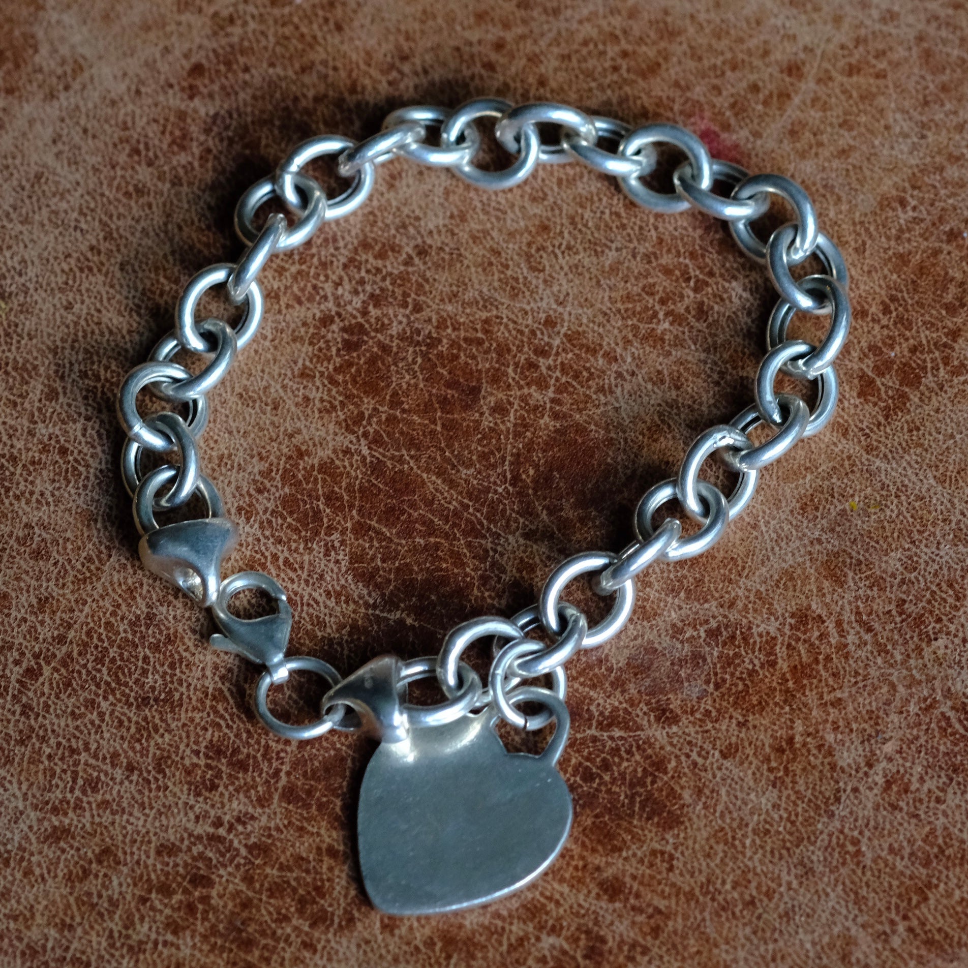 Vintage Sterling Silver Heart ID Bracelet