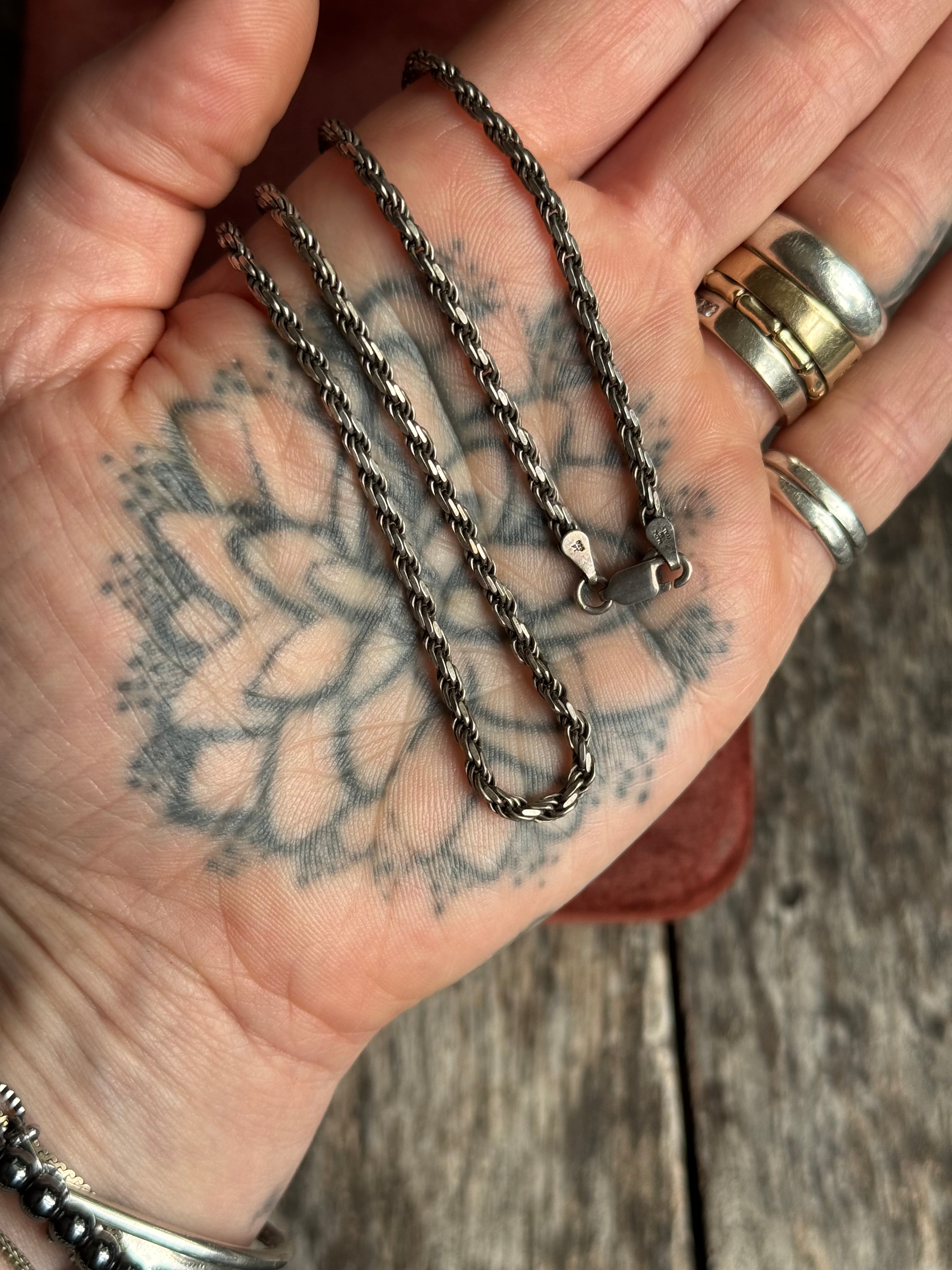 Vintage Sterling Silver 18” Rope Chain