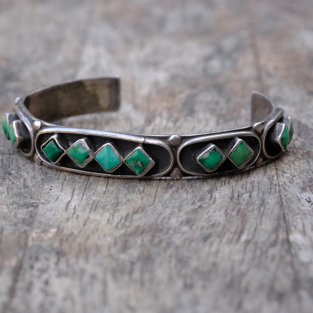 Vintage Sterling Turquoise Inlay Cuff Bracelet