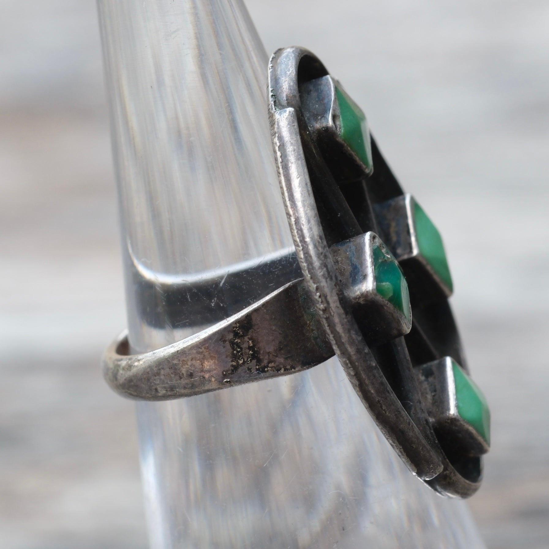 Vintage Sterling 4-Stone Turquoise Ring 3.75