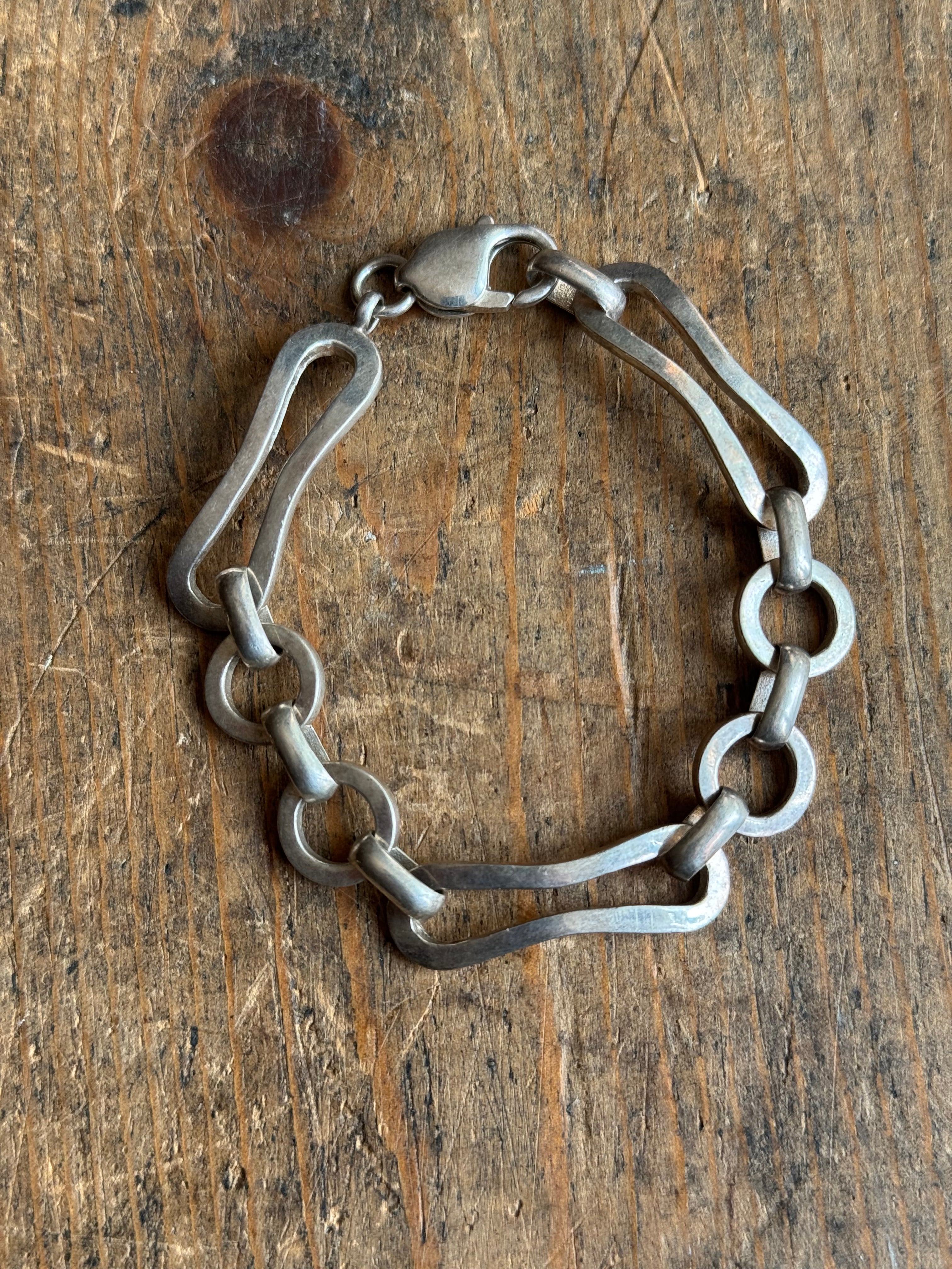 Vintage Sterling Silver 7.25” Modernist Link Bracelet
