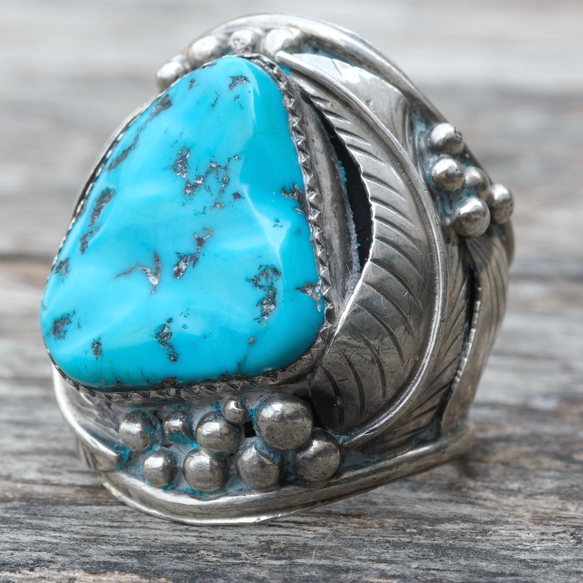 Vintage Sterling Chunky Turquoise Ring 11