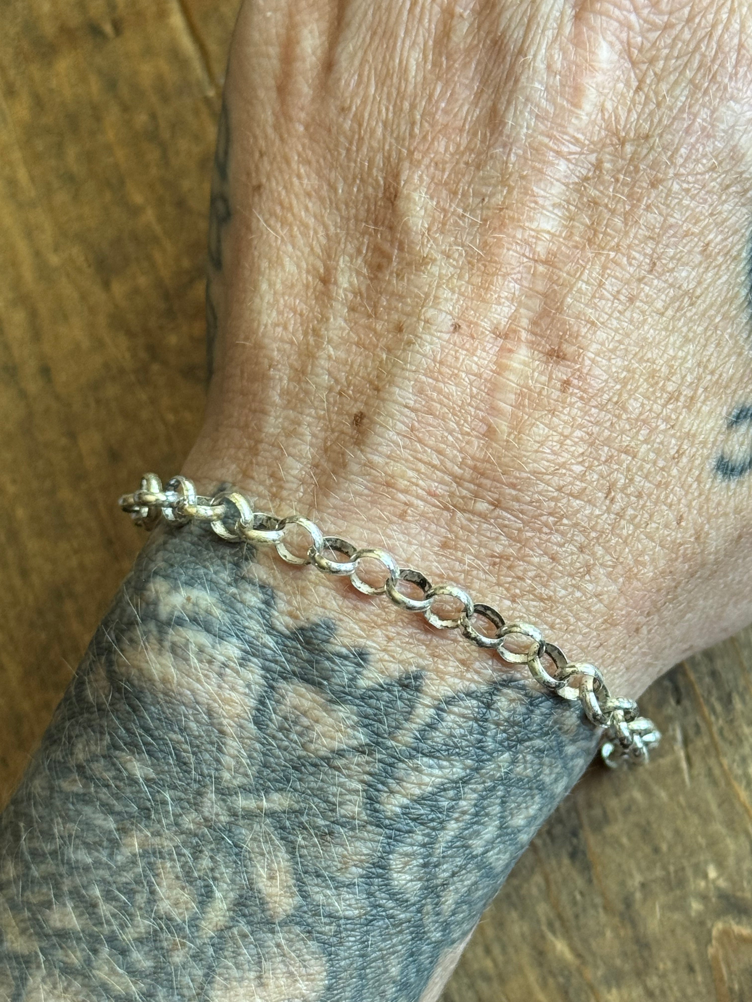 Vintage Sterling Silver Rolo Chain Bracelet 7"