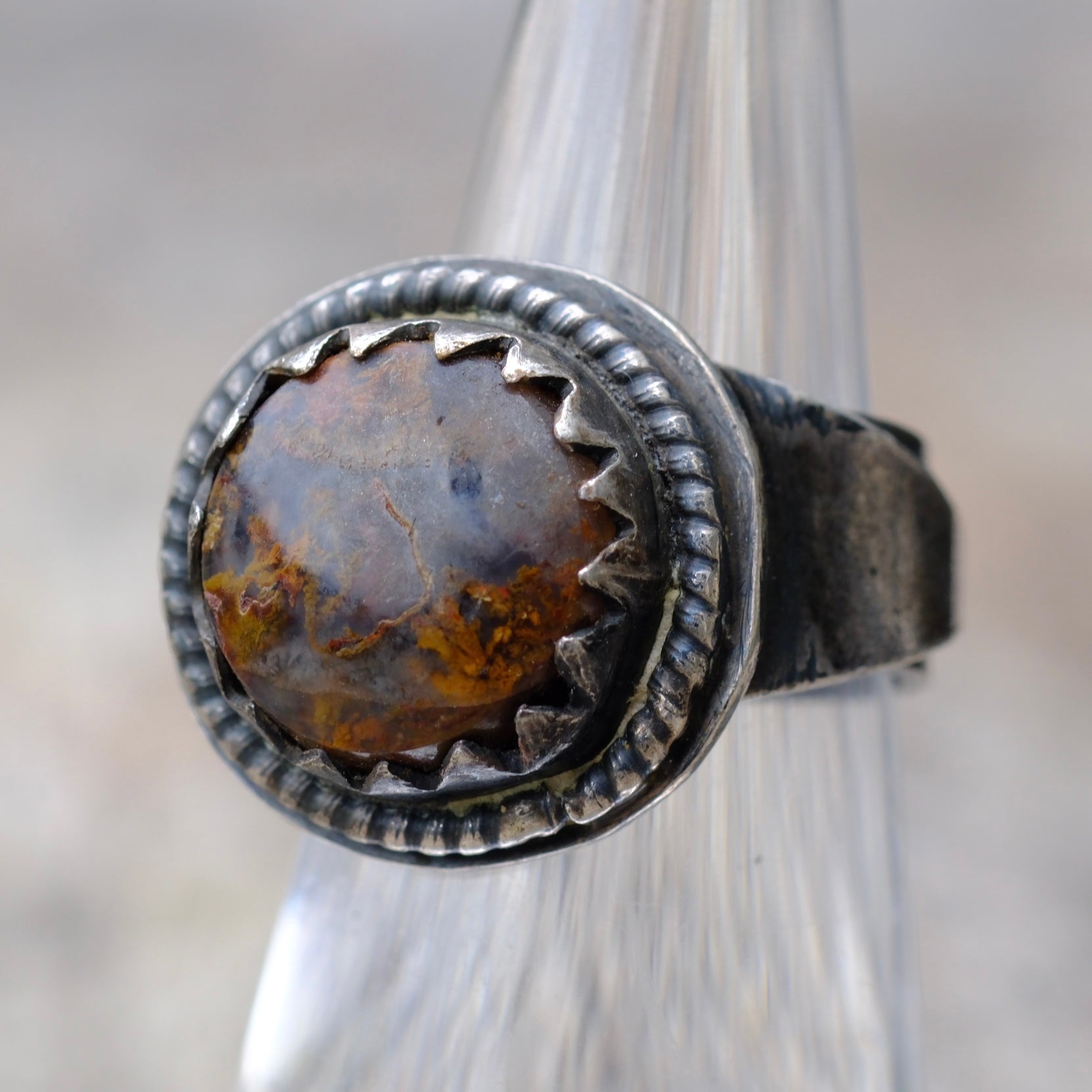 Vintage Sterling Jasper Ring 5.5