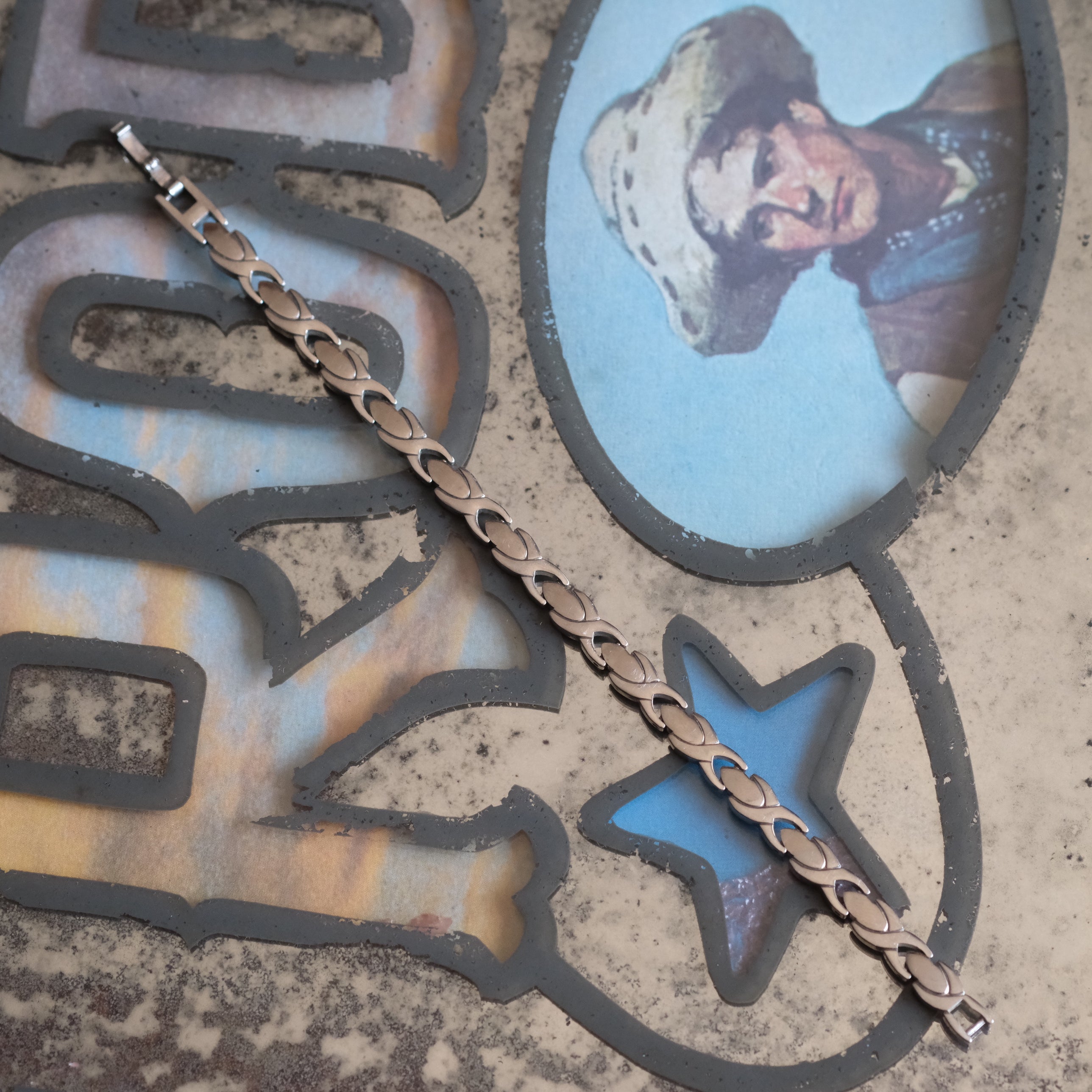 Vintage Sterling X Chain Bracelet 7.5"