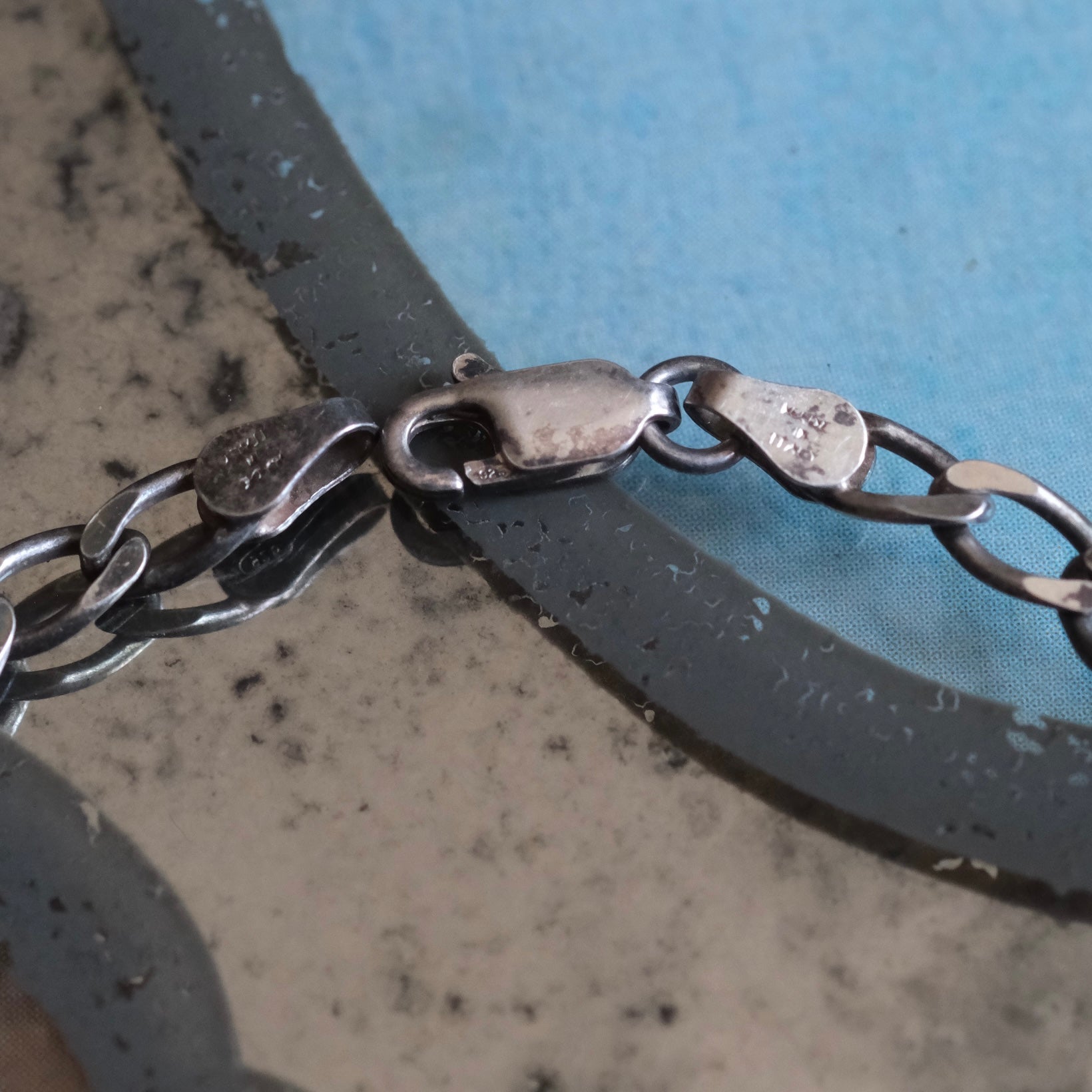 Vintage Sterling Silver Curb Chain Bracelet 7"