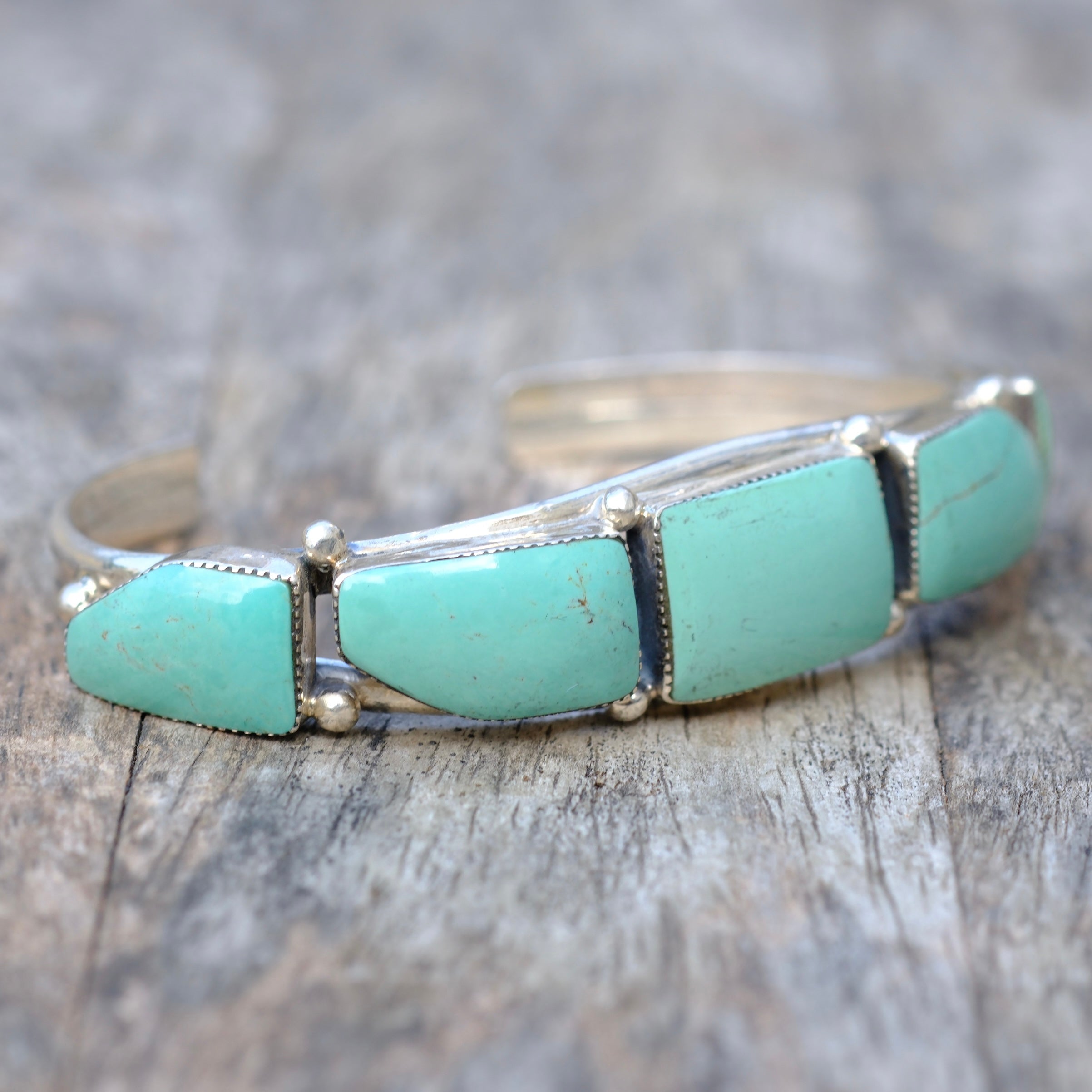 Vintage Sterling 5-Stone Turquoise Cuff Bracelet