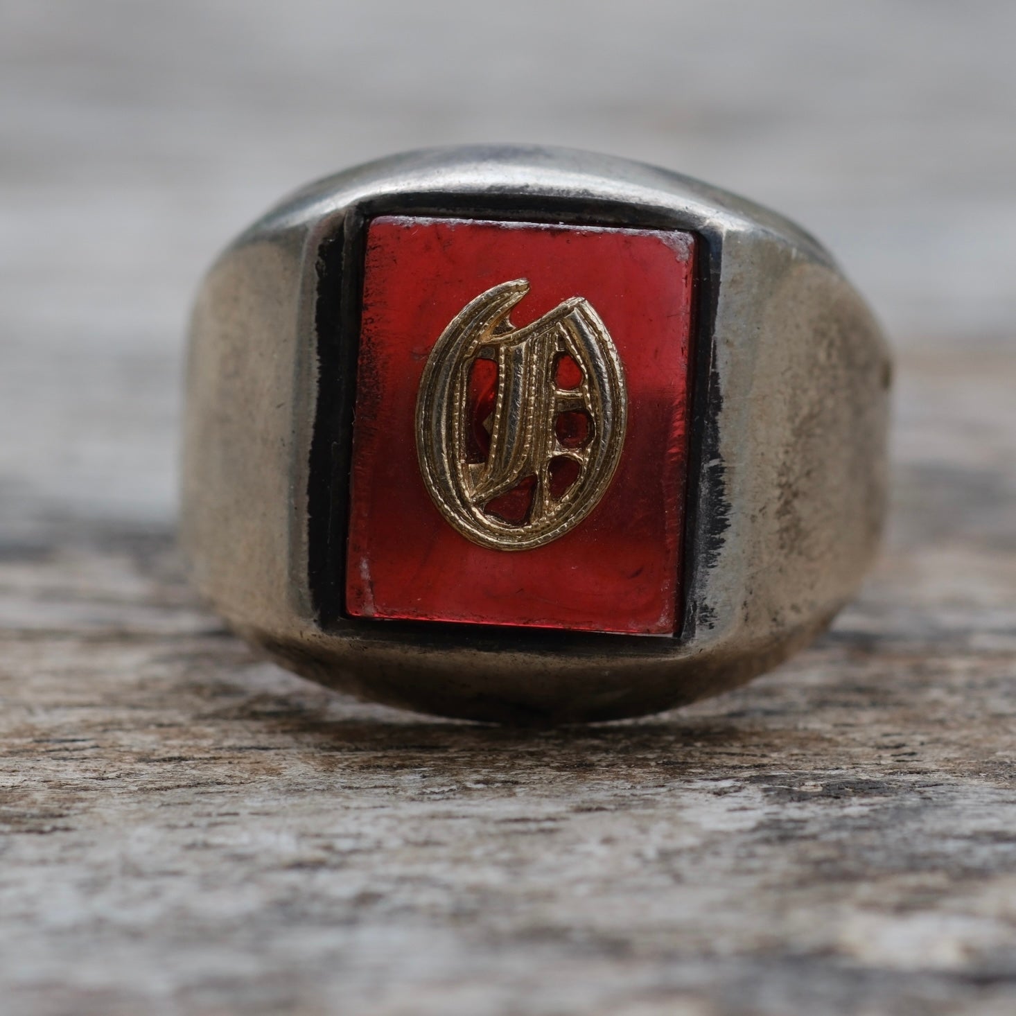 Vintage Sterling O Initial Signet Ring 8