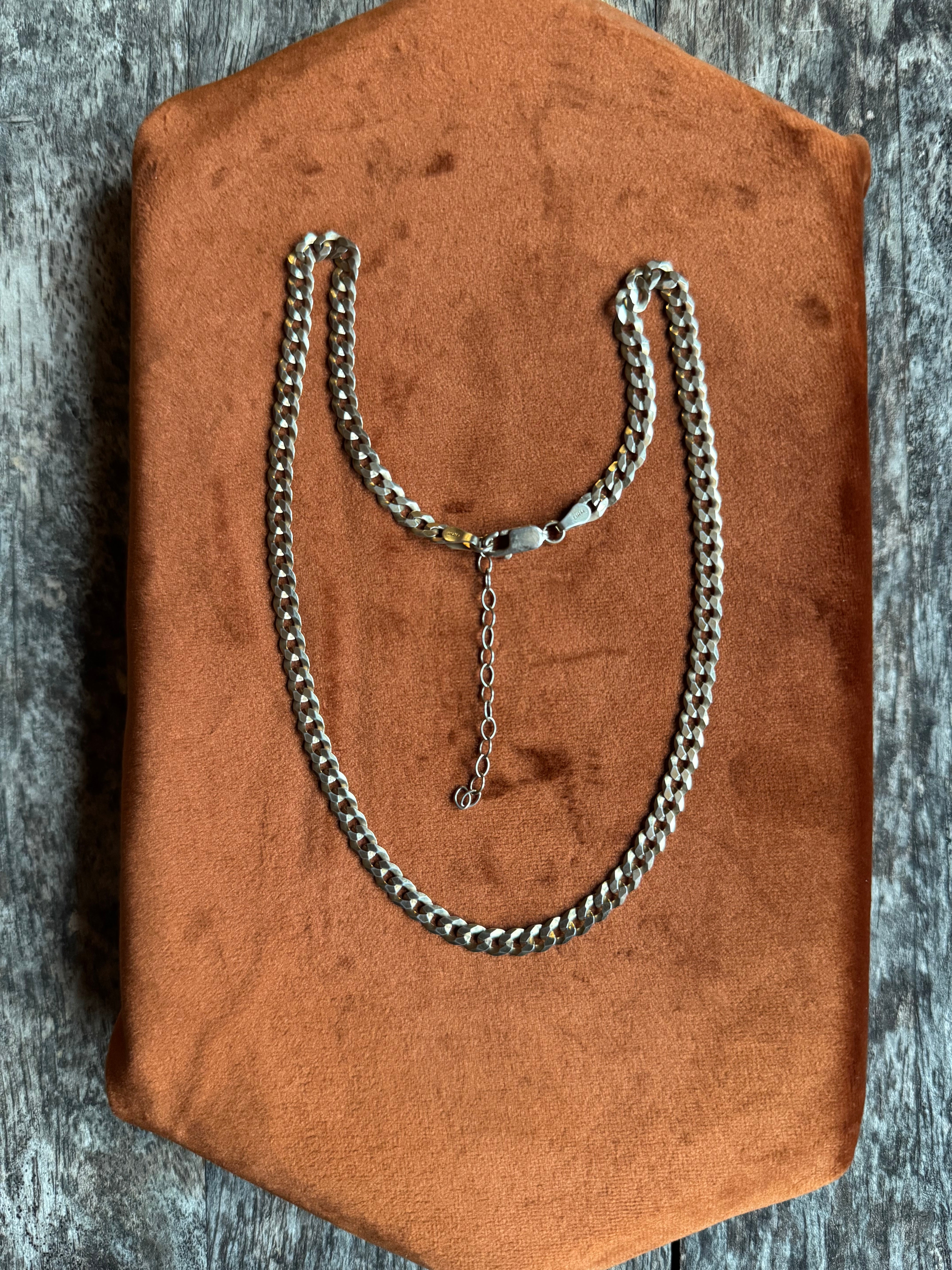 Vintage Sterling Silver 16” Flat Curb Chain