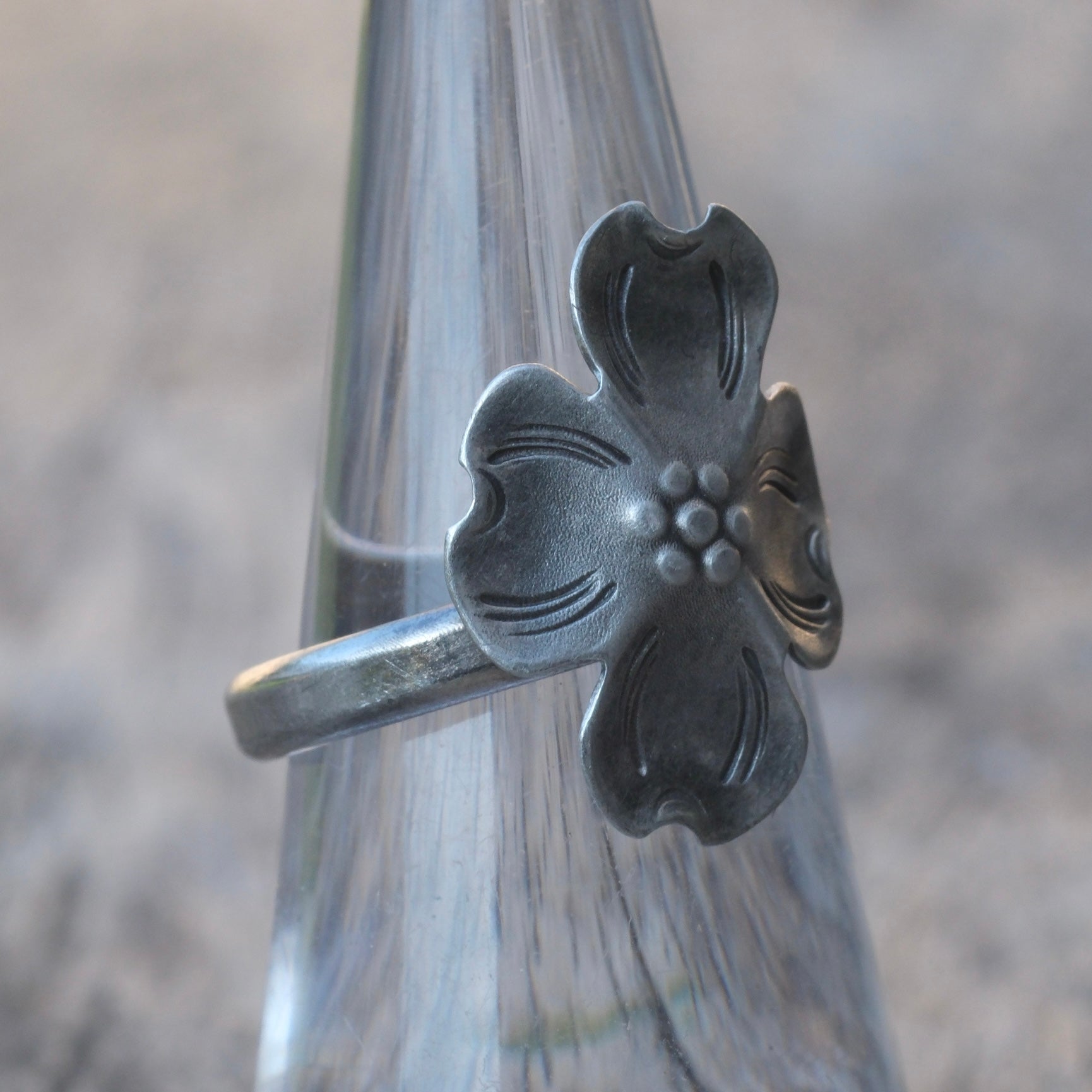 Vintage Sterling Silver Flower Ring 6
