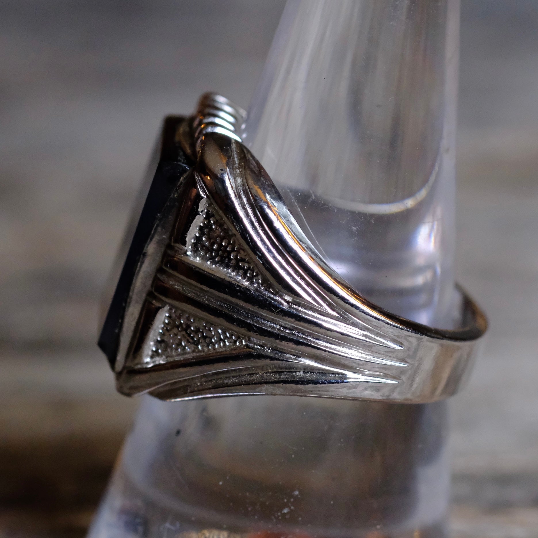 Vintage Sterling Agate Signet Ring 9.75