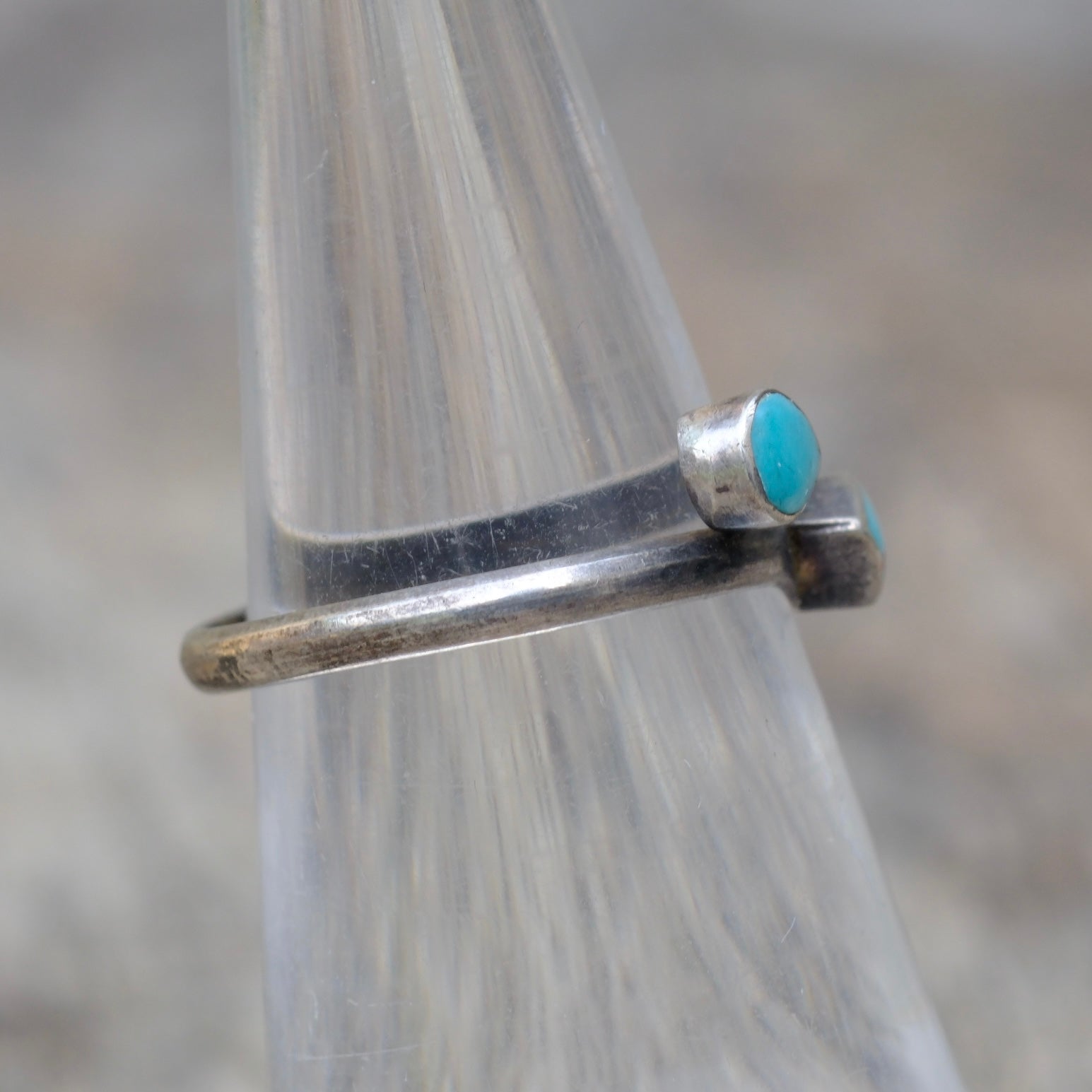 Vintage Sterling Turquoise Overpass Ring 5