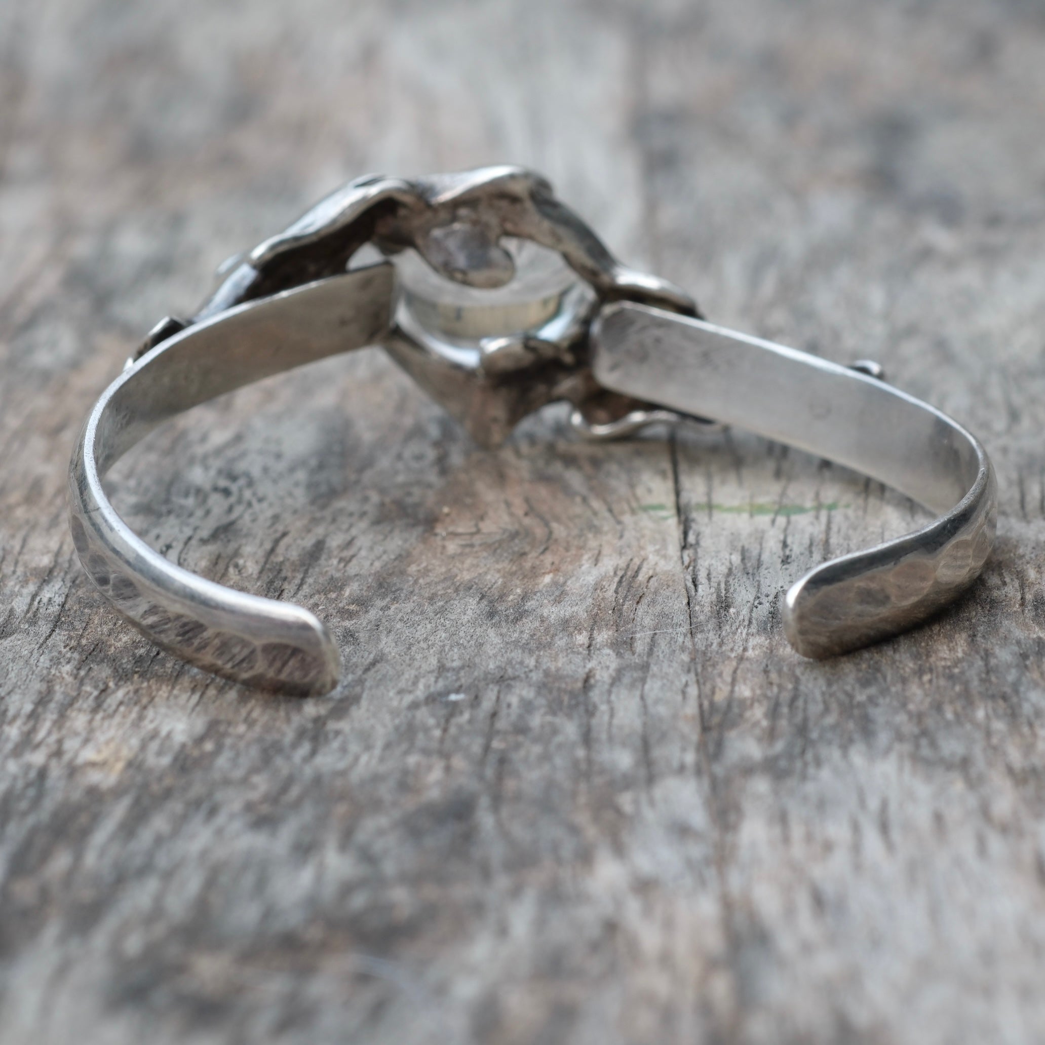 Vintage Sterling Crystal Dolphin Cuff Bracelet