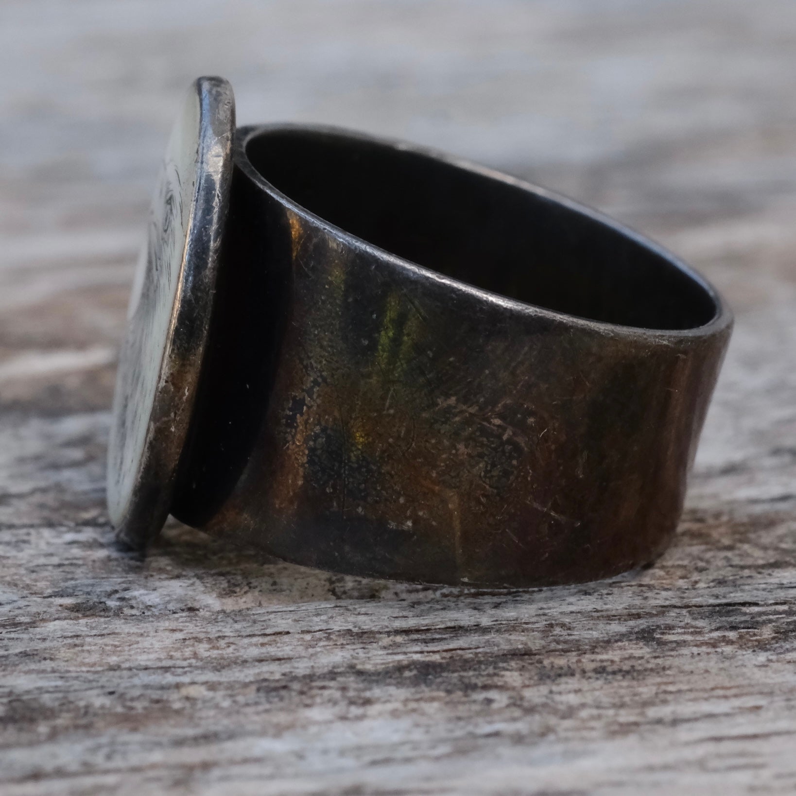 Vintage Sterling Scrimshaw Eagle Ring 6