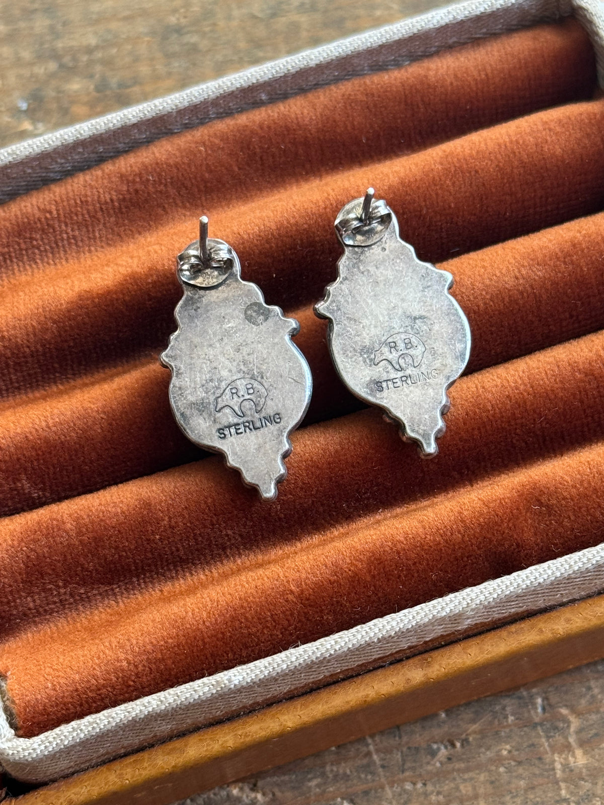 Vintage Sterling Silver Turquoise & Coral Earrings