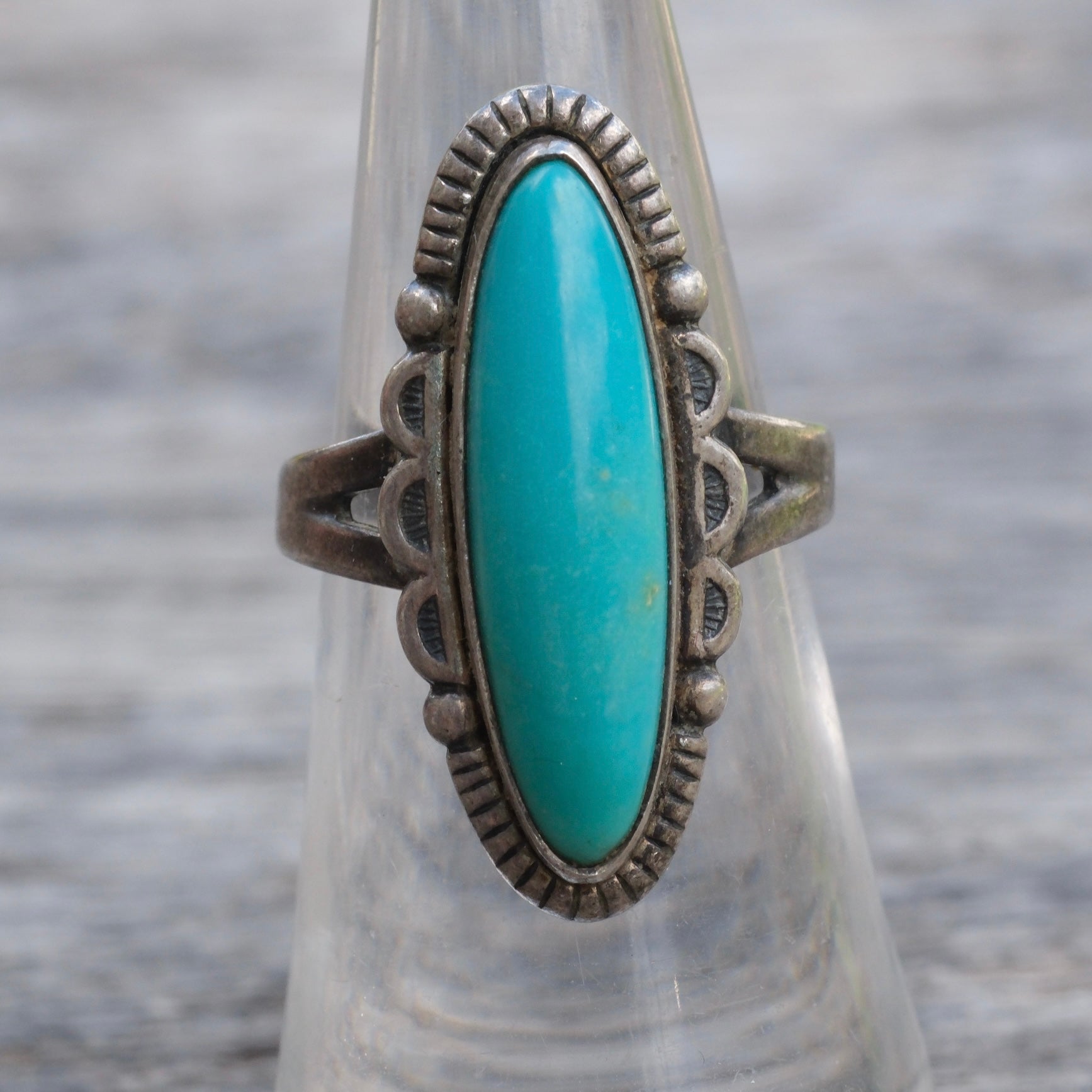 Vintage Sterling Turquoise Ring 6.25
