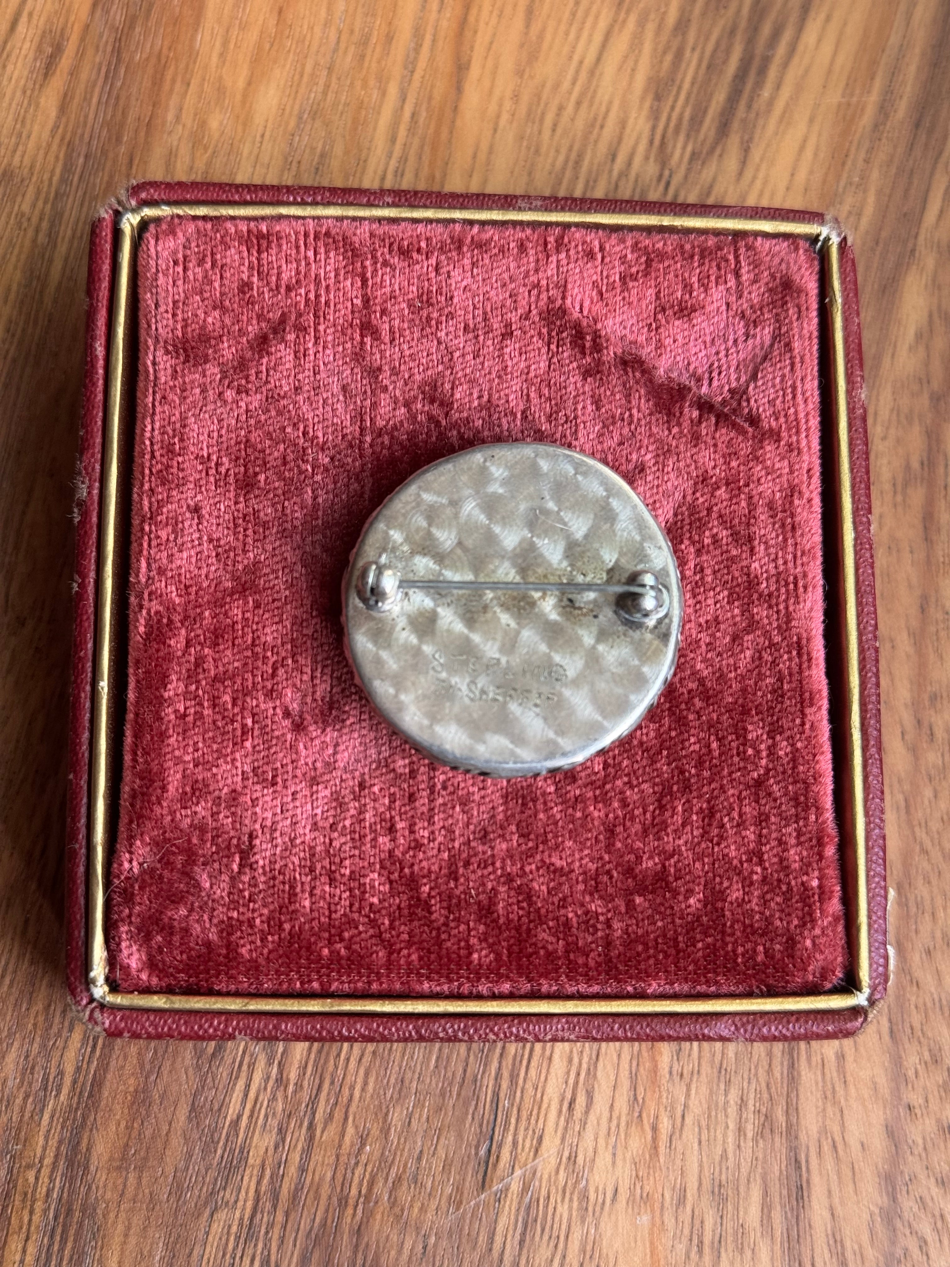 Vintage Sterling Silver Turquoise Twisted Roper Pin
