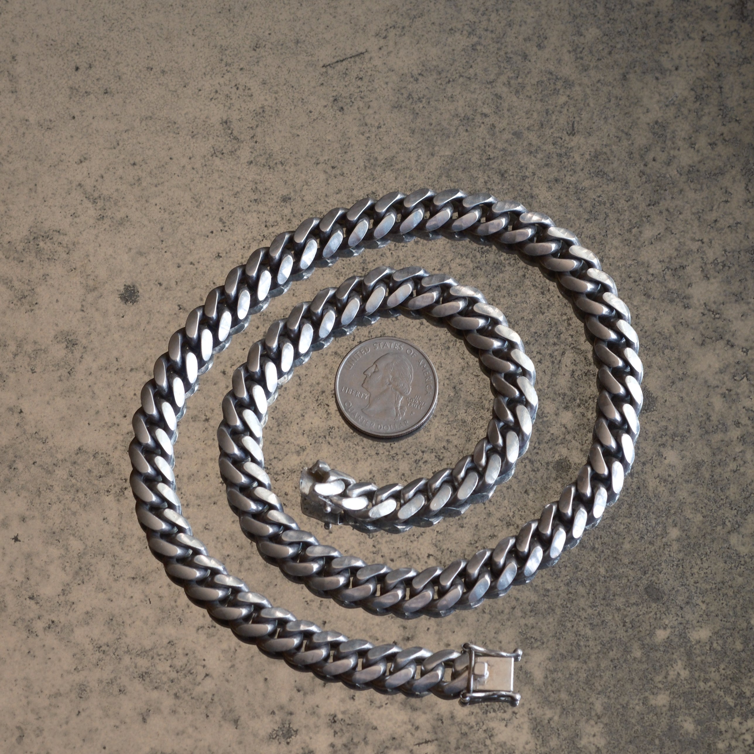 HEAVY Vintage Sterling Curb Chain Necklace 22.5"