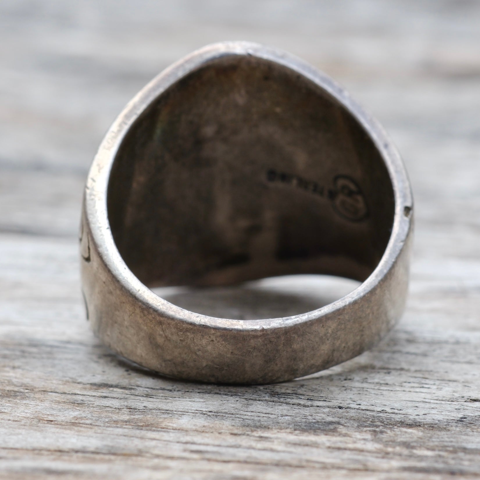 Vintage Sterling Turquoise and Coral Inlay Ring 10.5