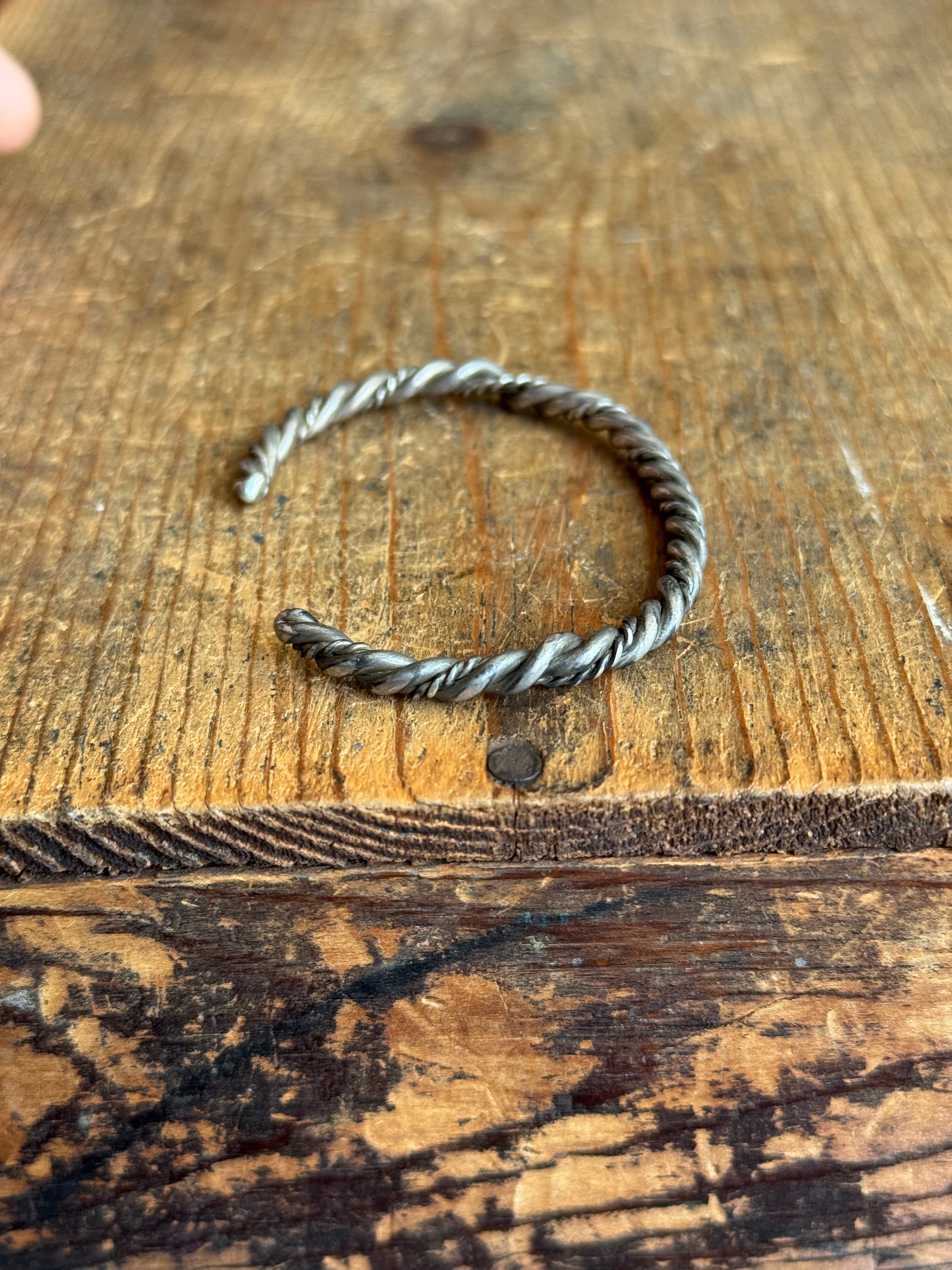 Vintage Sterling Silver Twisted Rope Cuff