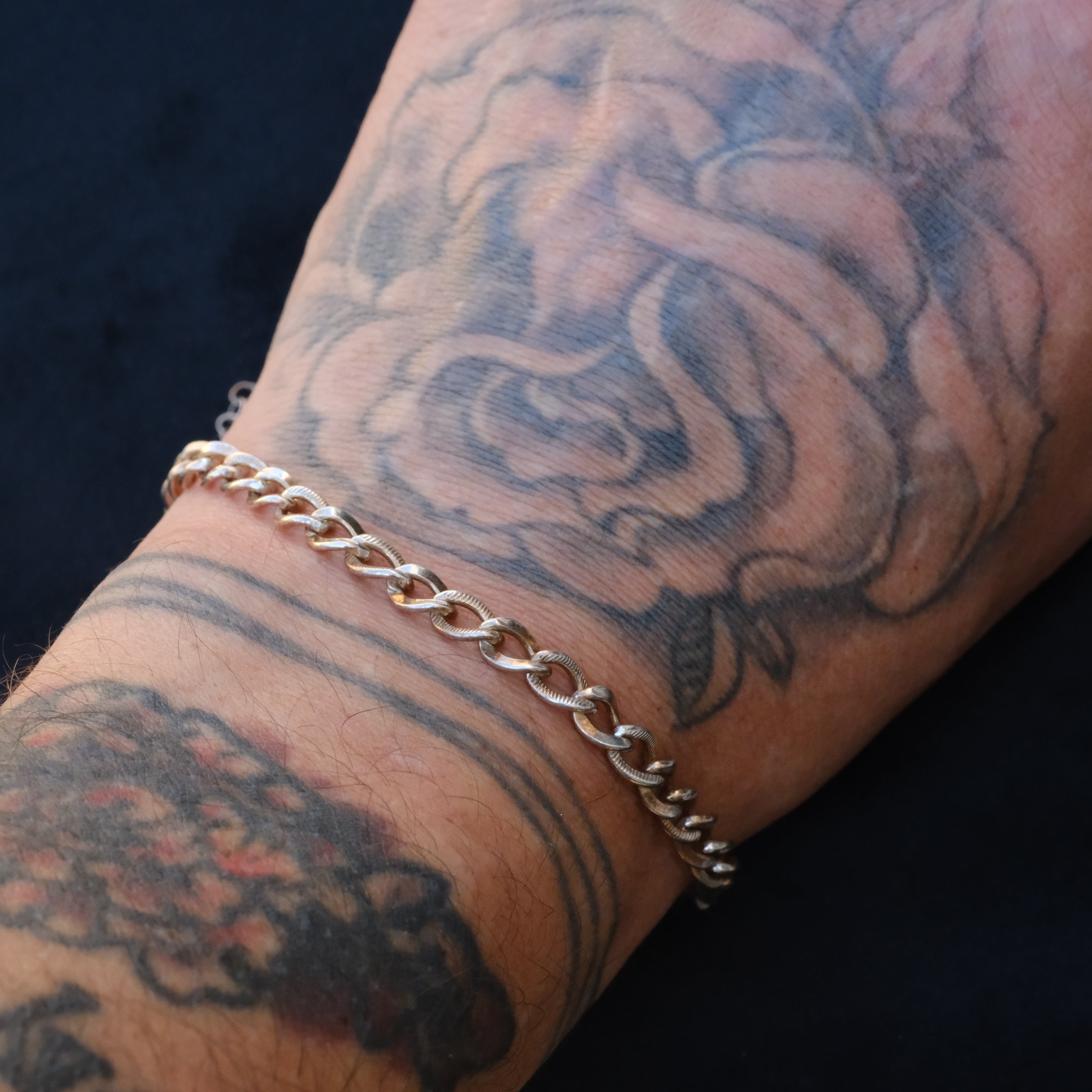 Vintage Sterling Silver Curb Chain Bracelet