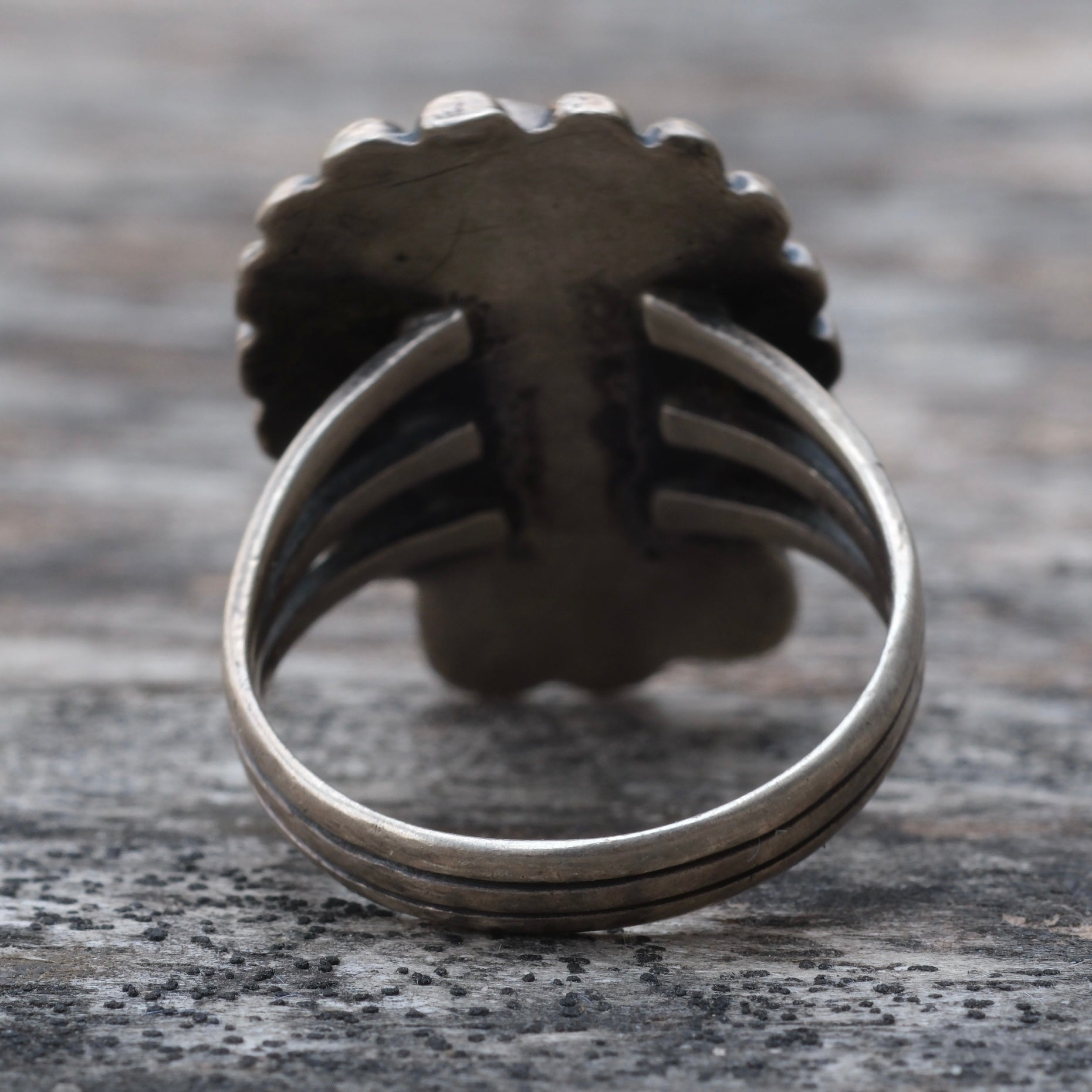 Vintage Sterling Carved Onyx Face Ring 5.5