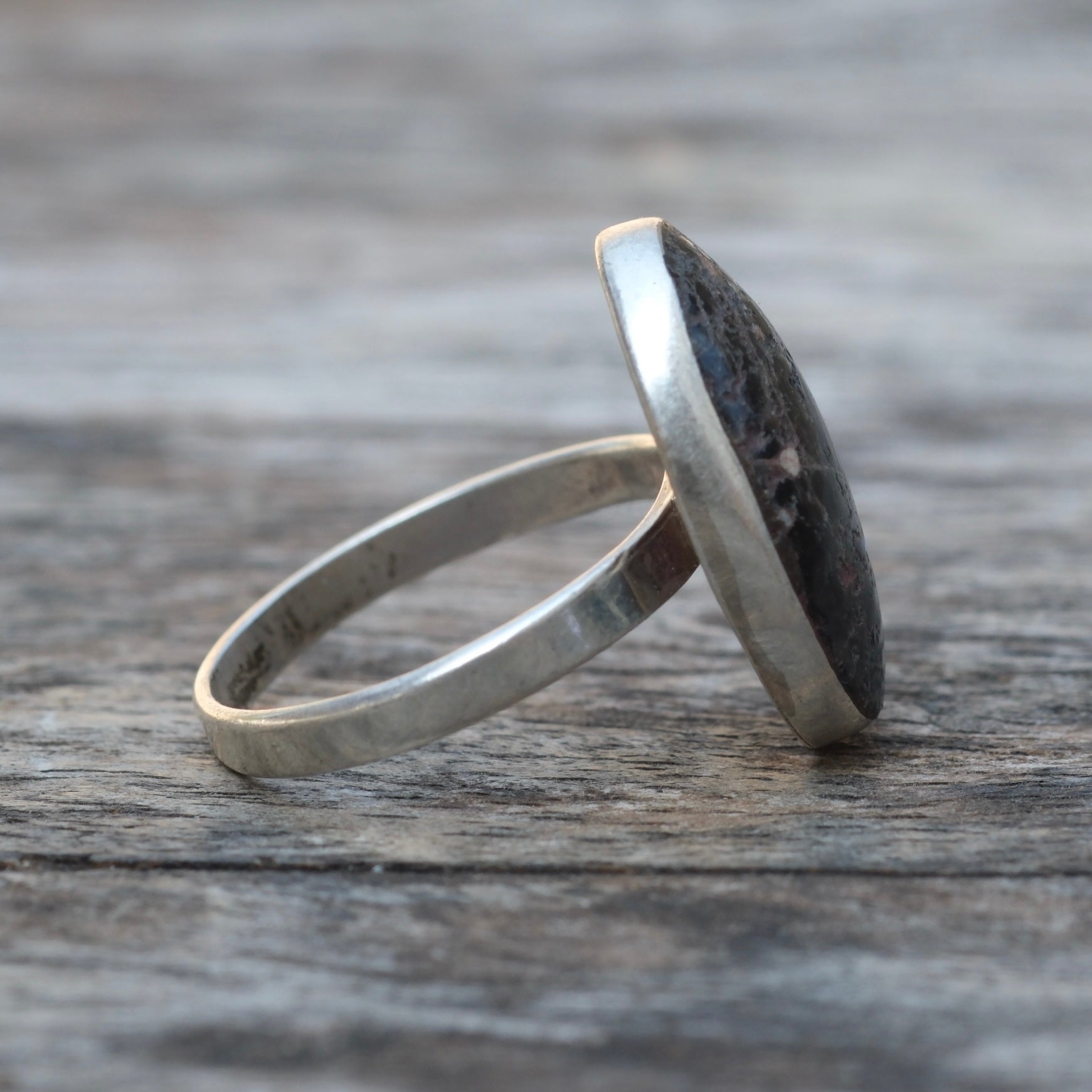 Vintage Sterling Obsidian Ring 6.25