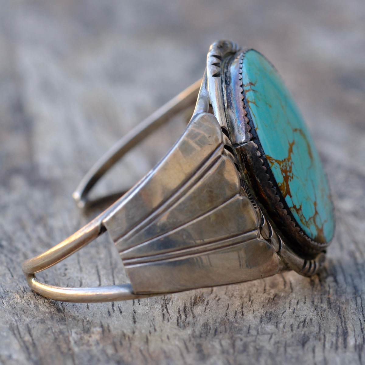 Vintage Sterling Turquoise Winged Cuff Bracelet