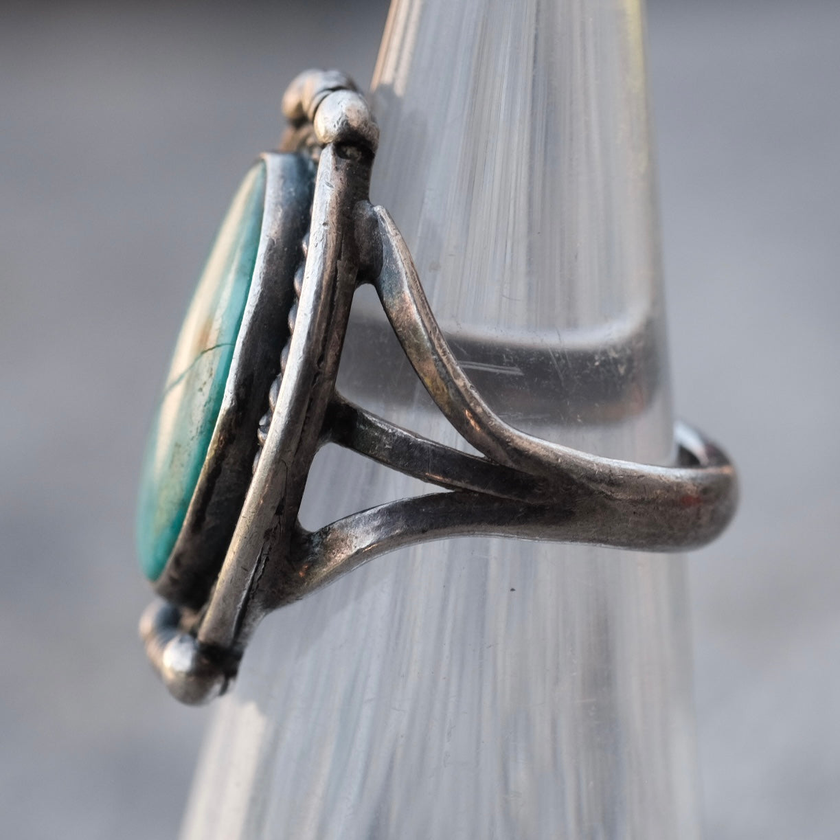 Vintage Sterling Turquoise Roper Ring 4