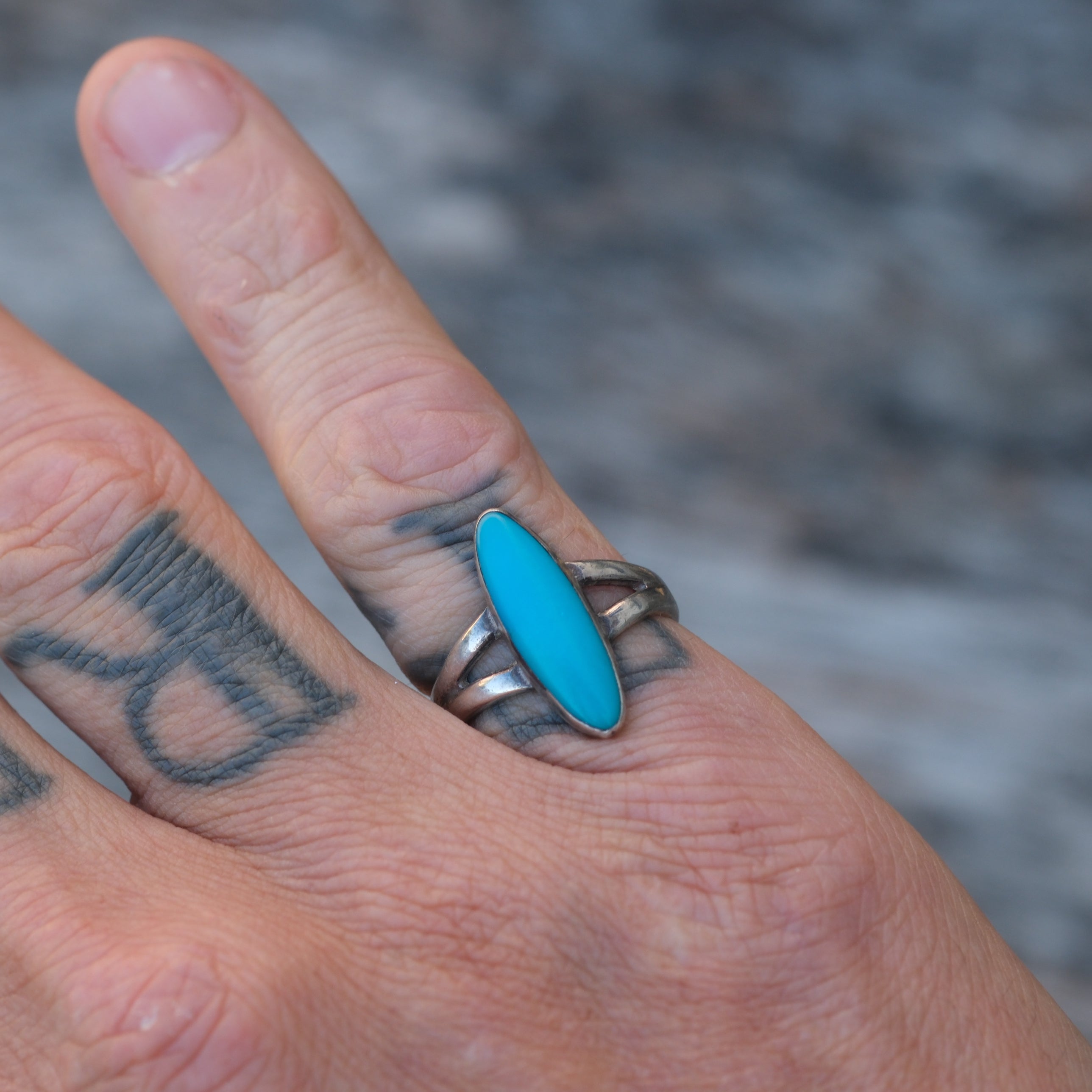 Vintage Sterling Turquoise Ring 5.75