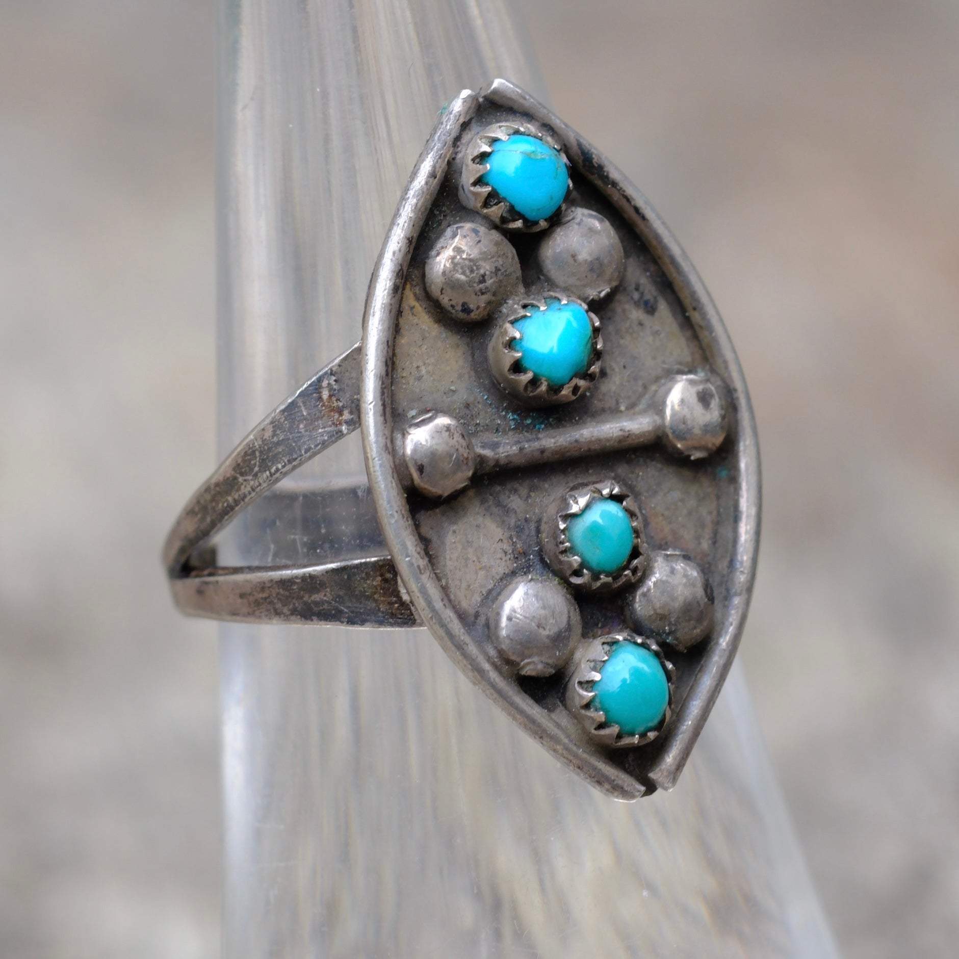 Vintage Sterling Turquoise Ring 5.75