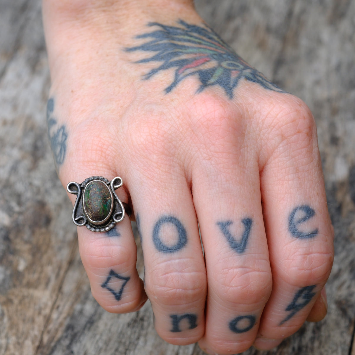 Vintage Sterling Turquoise Ring 3.5