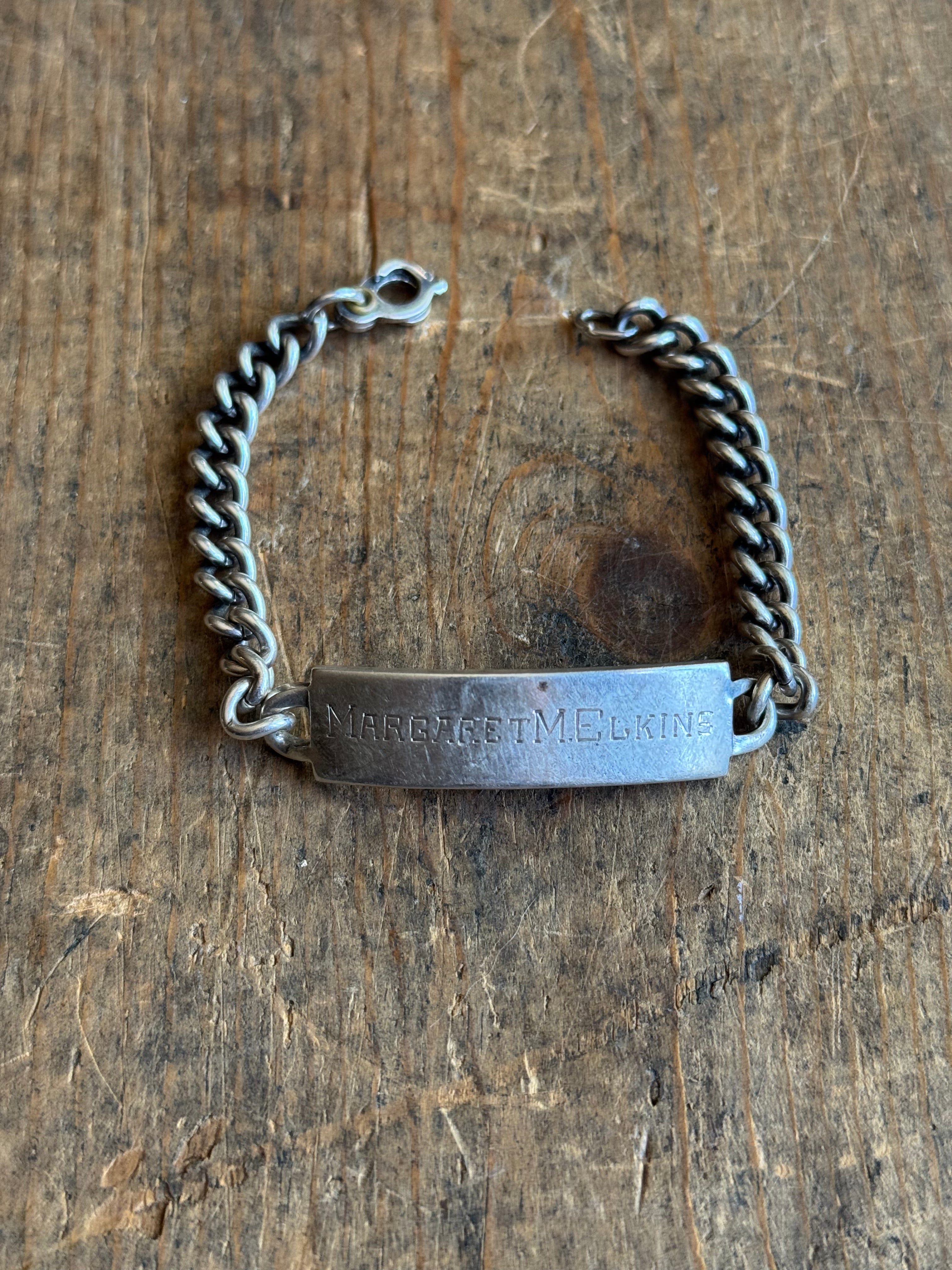 Vintage Sterling Silver Heavy ID Bracelet 7.25"